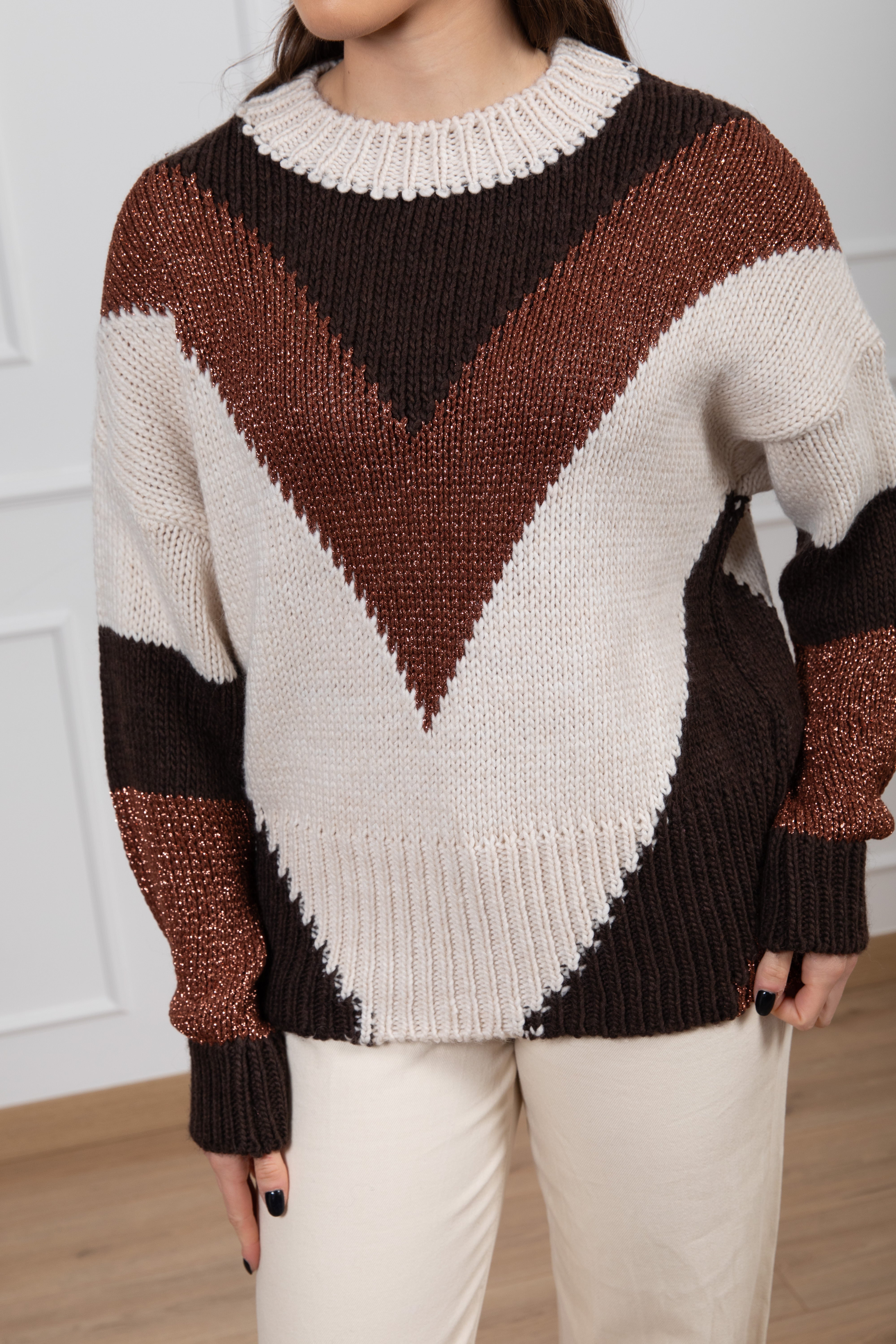 Pull collo a cratere con inserto lurex Susy Mix