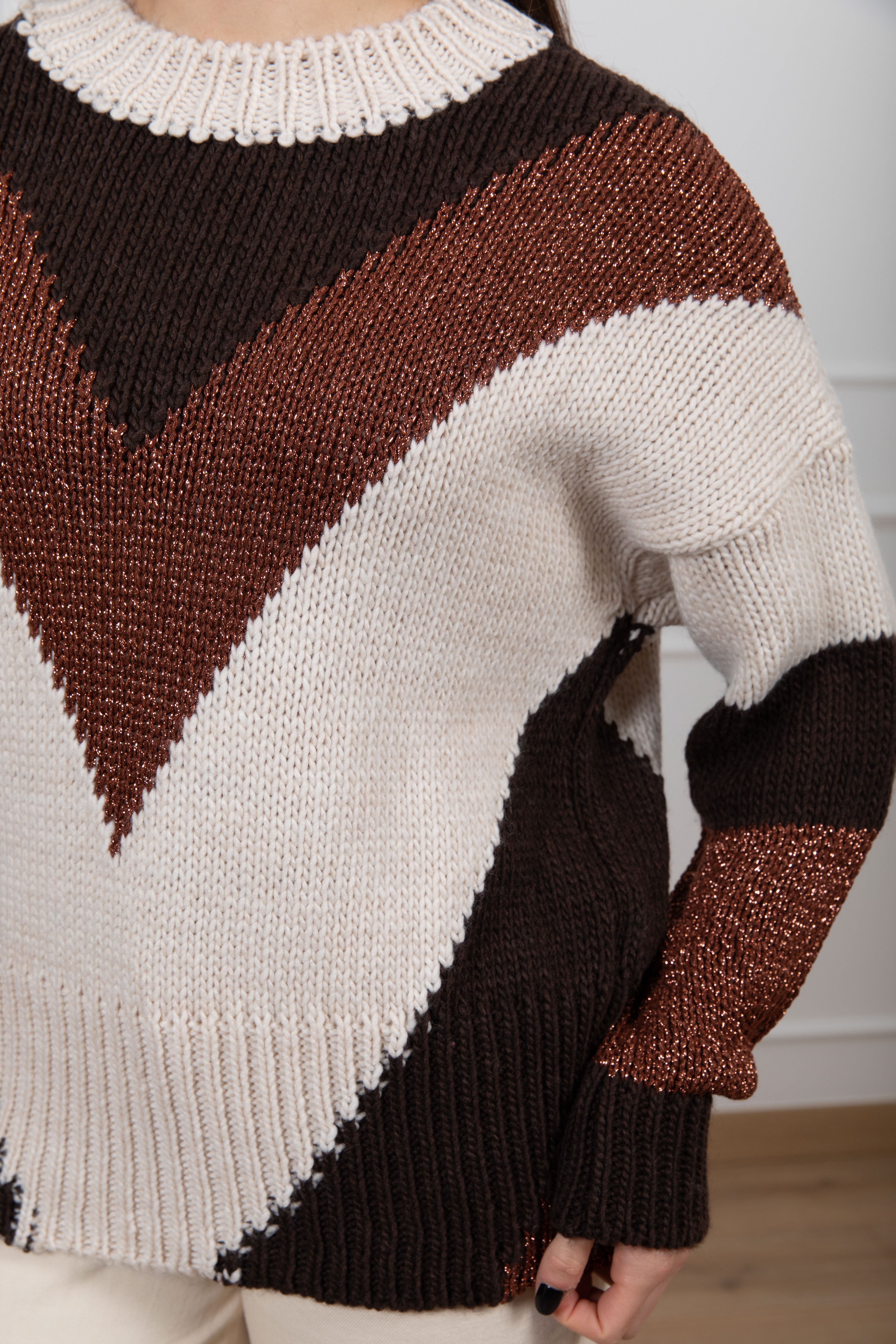 Pull collo a cratere con inserto lurex Susy Mix