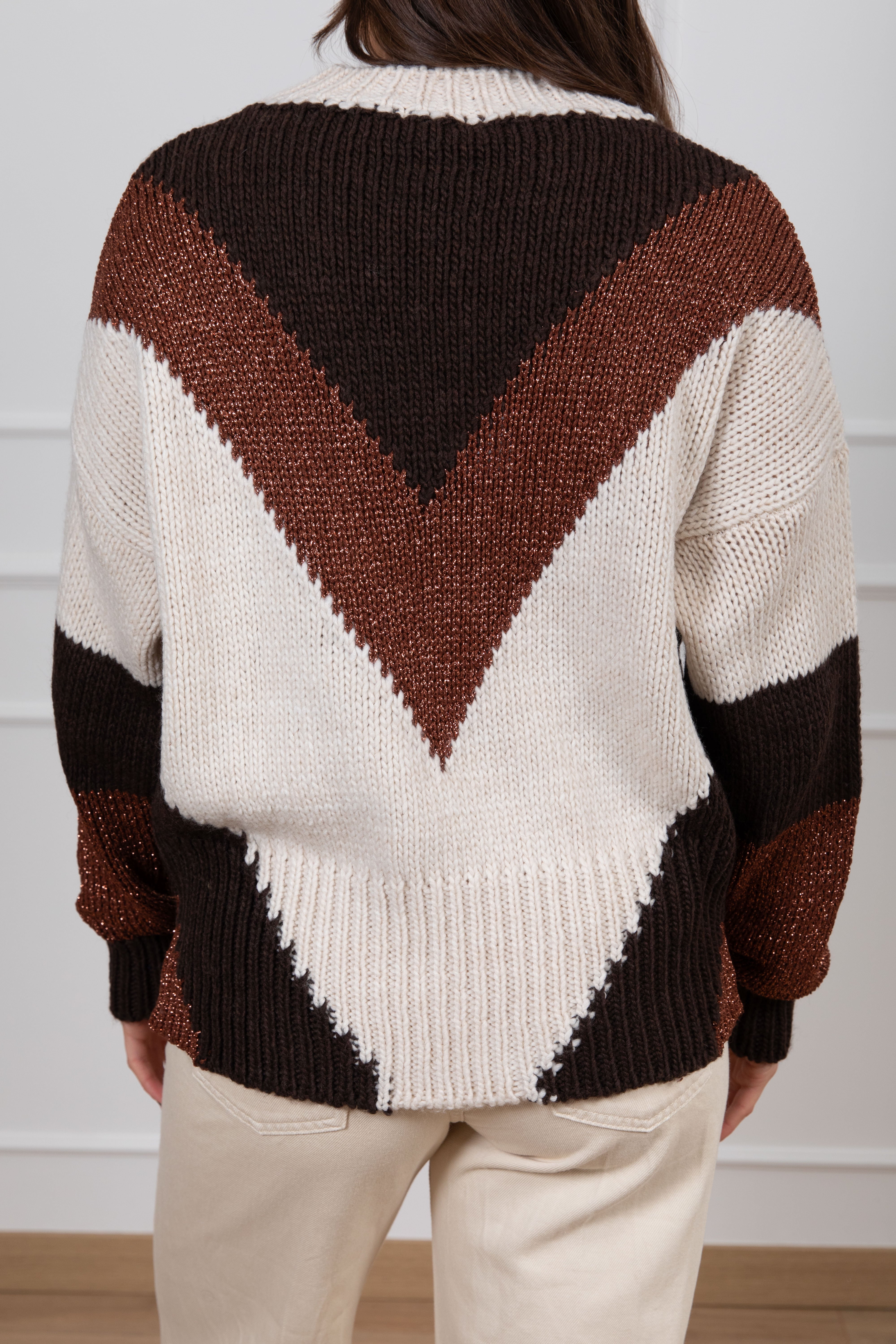 Pull collo a cratere con inserto lurex Susy Mix