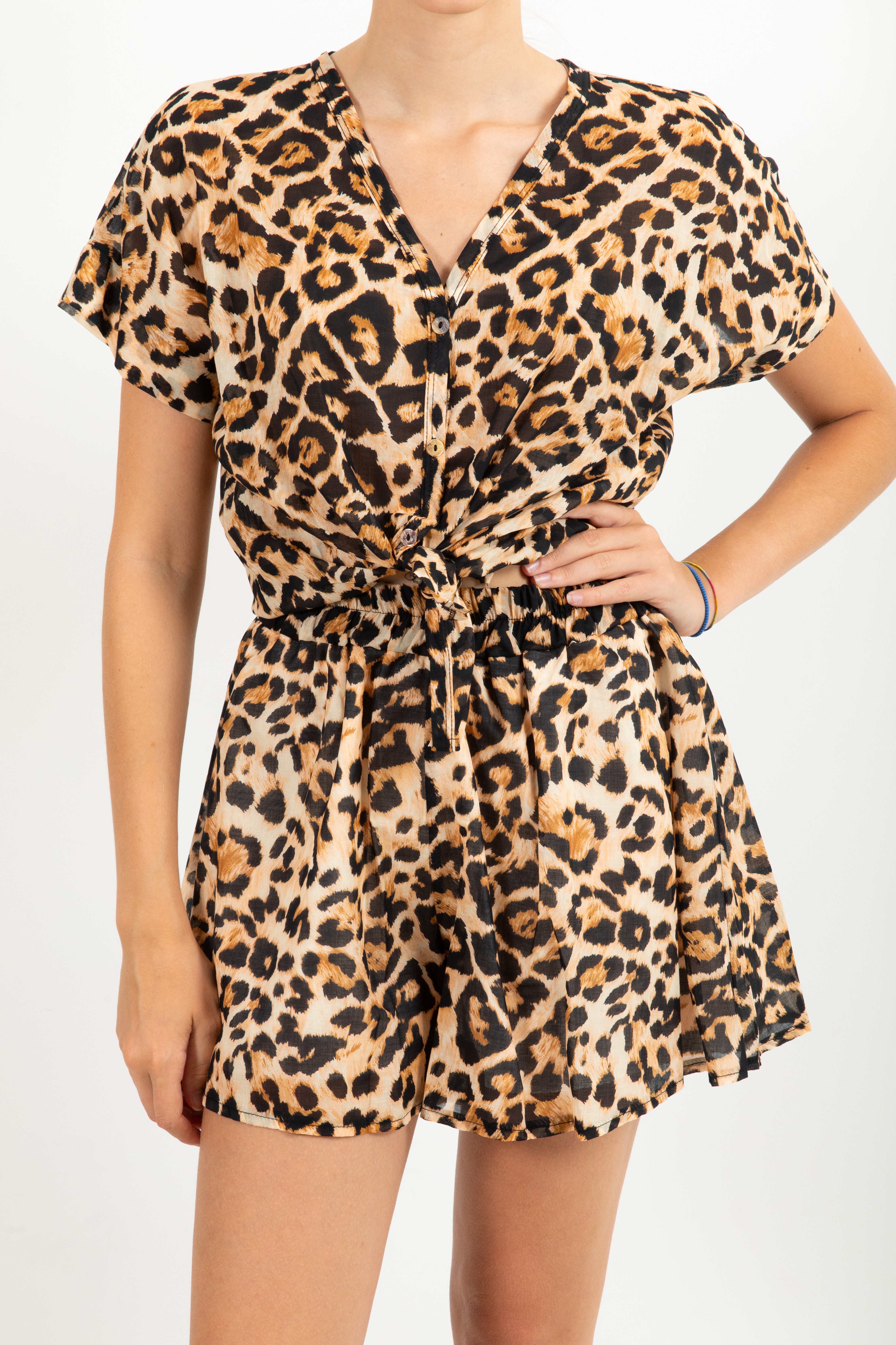 Camicia animalier in mussola con nodo Susy Mix