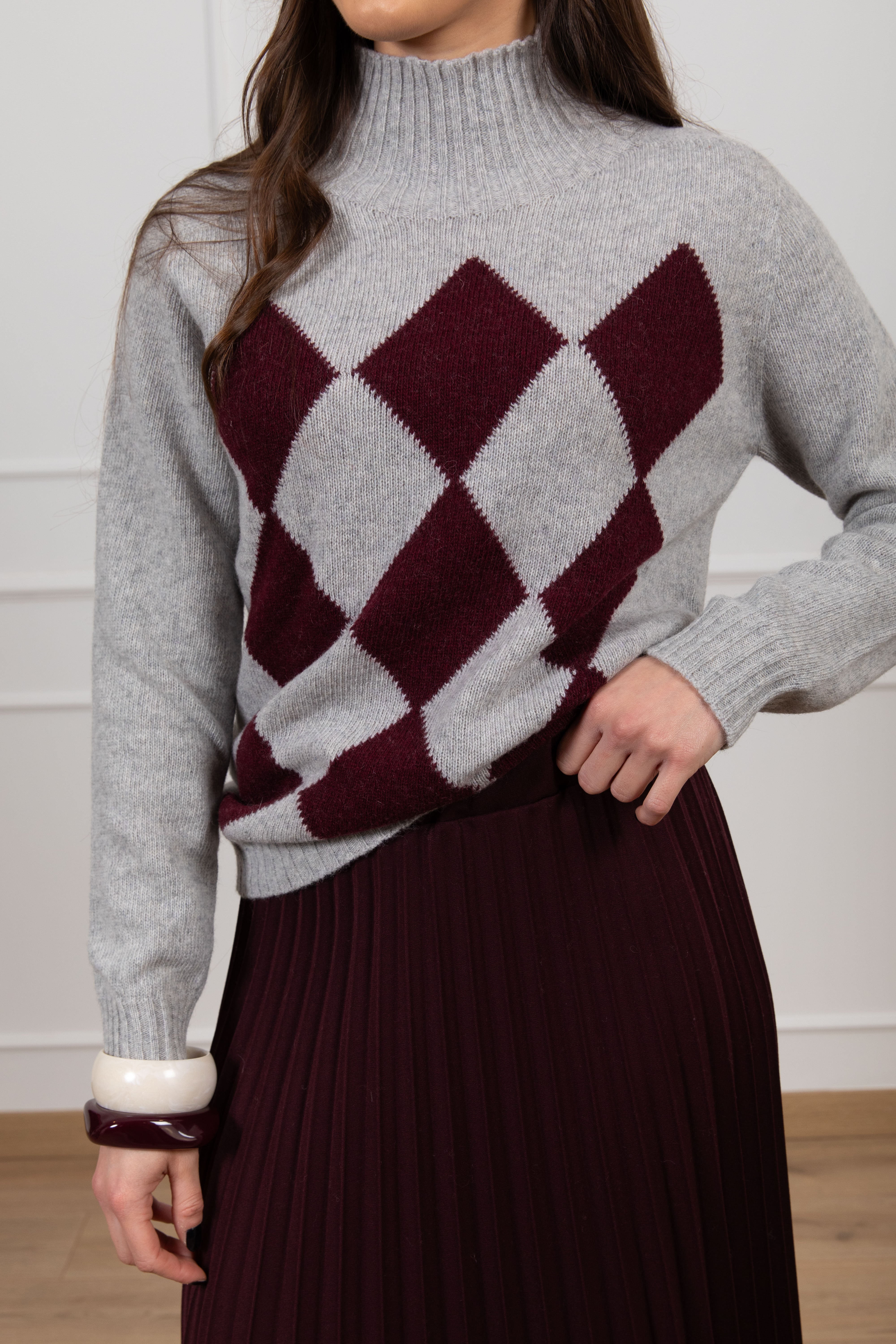 Pull mezzo collo con mini rombi Susy Mix