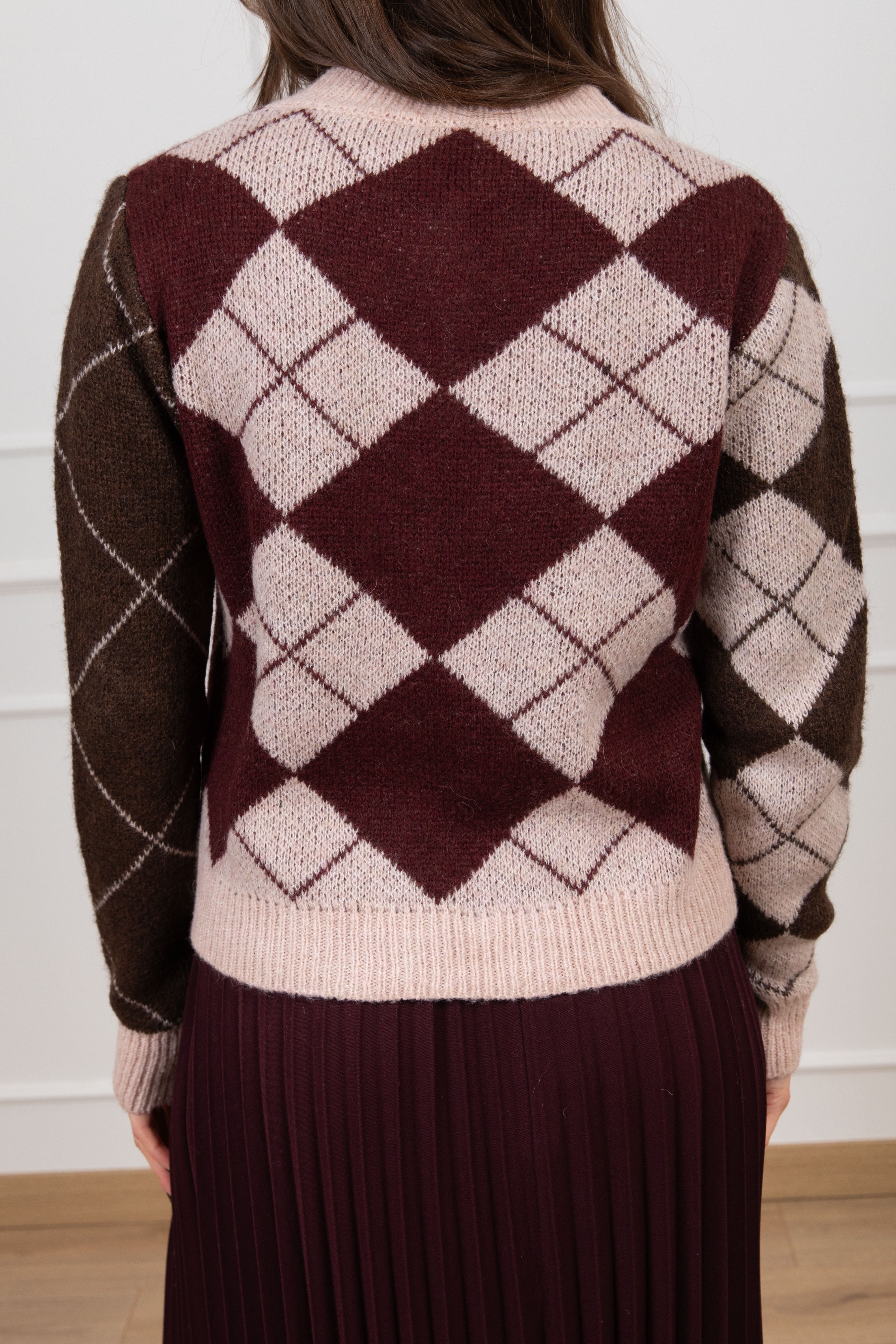 Cardigan a rombi con manica a contrasto Susy Mix