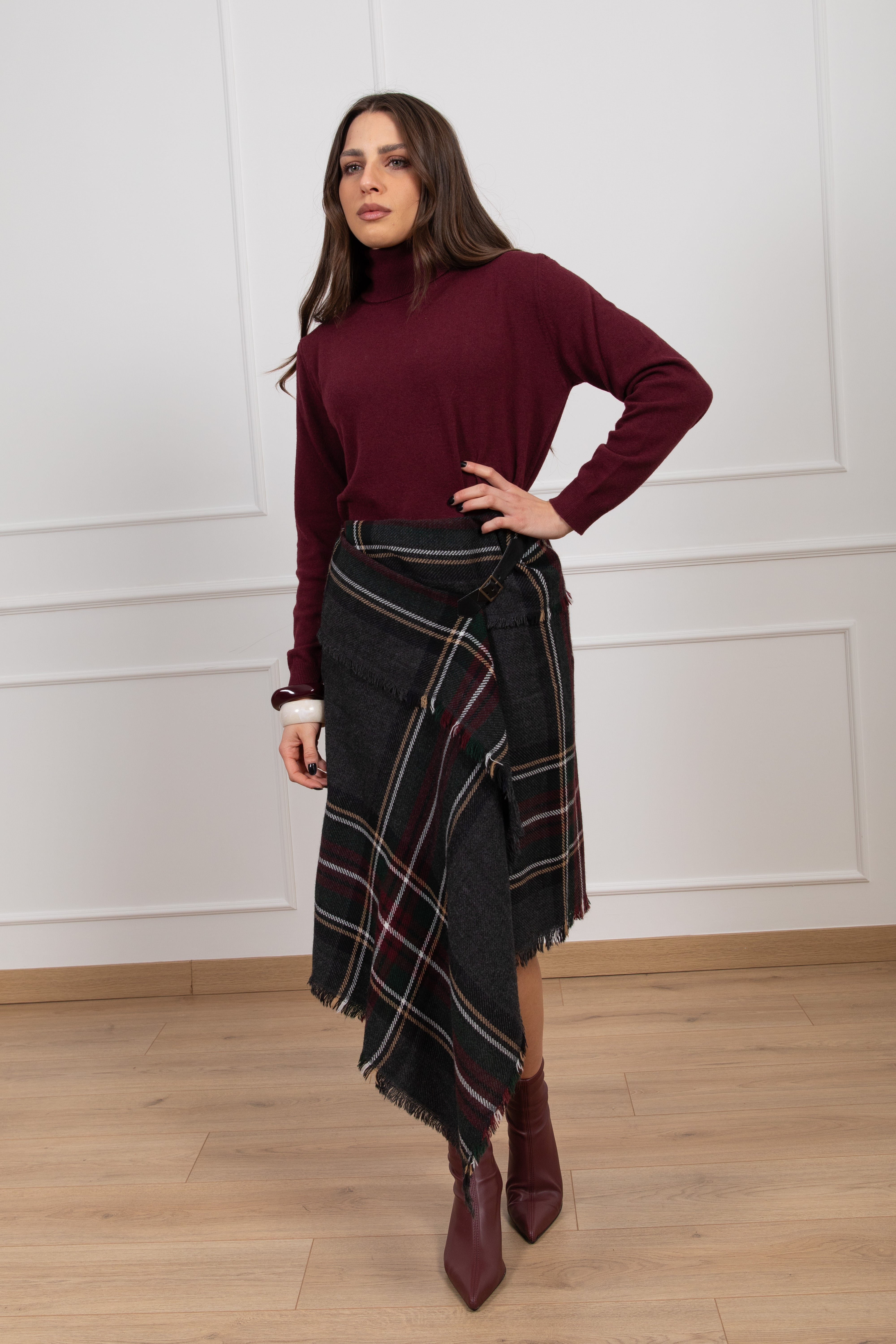 Gonna foulard tartan in flanella Tensione IN