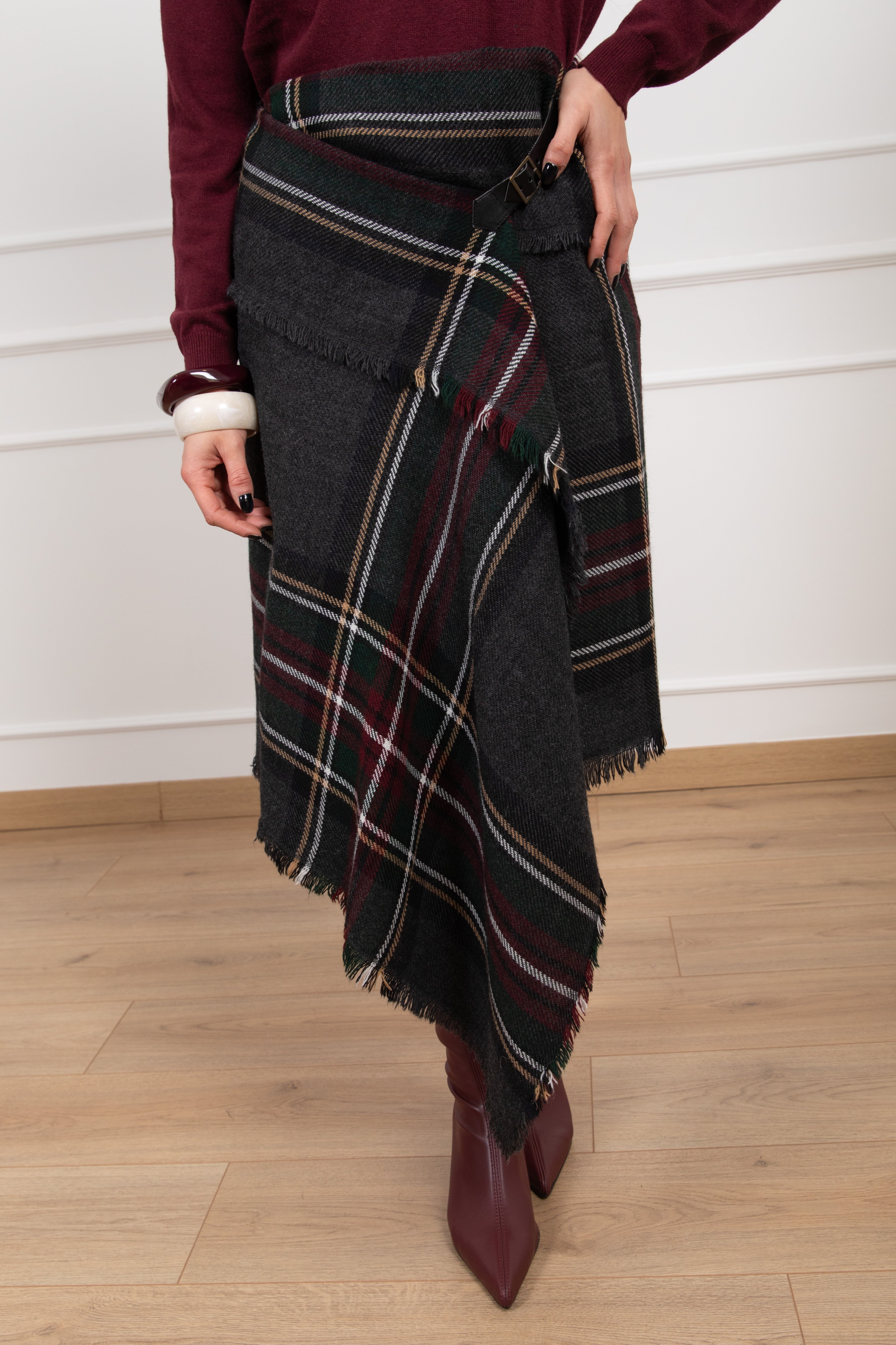 Gonna foulard tartan in flanella Tensione IN