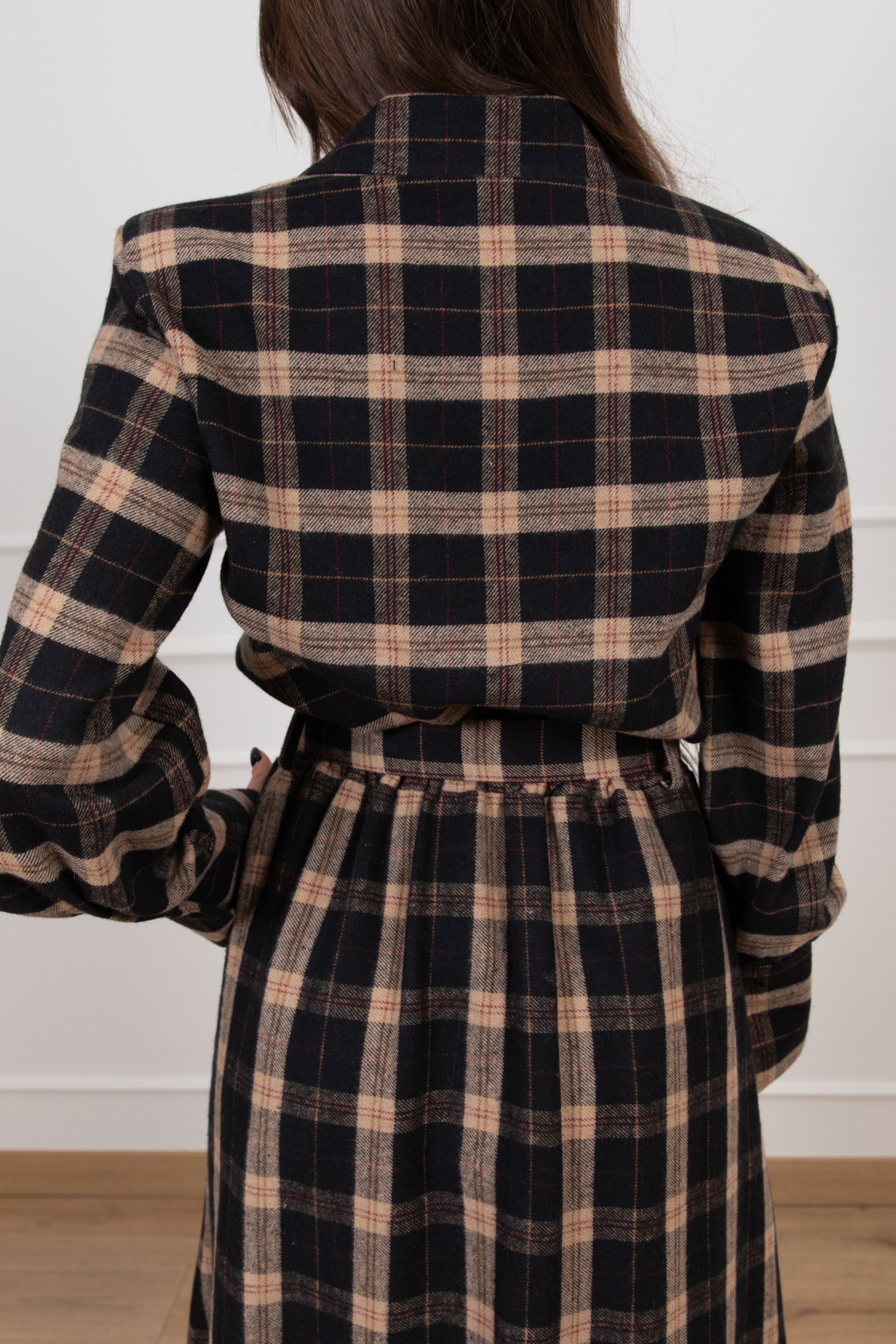 Camicia check cammello con spallina imbottita Susy Mix