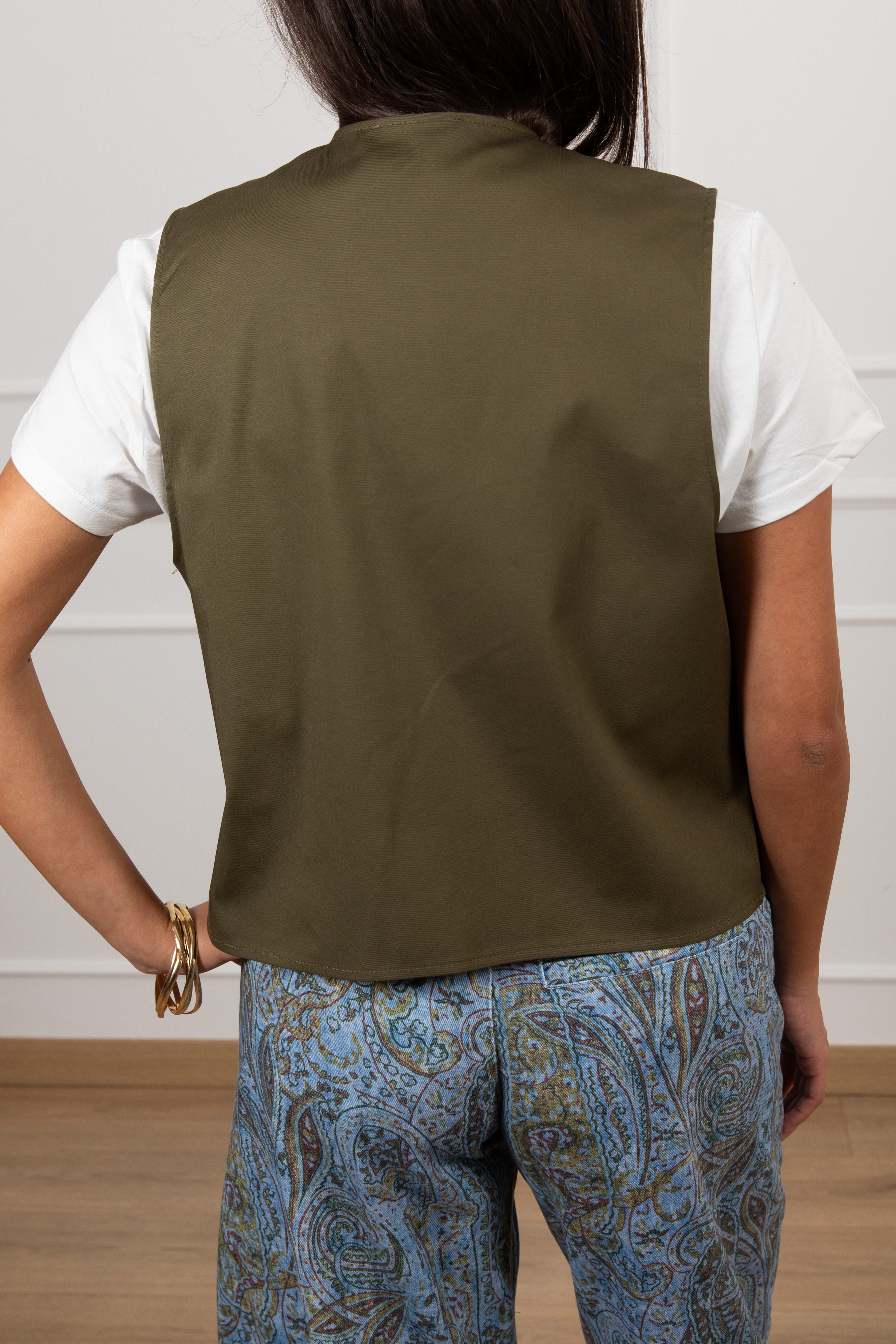 Gilet in cotone con ricamo paillettes ViCOLO