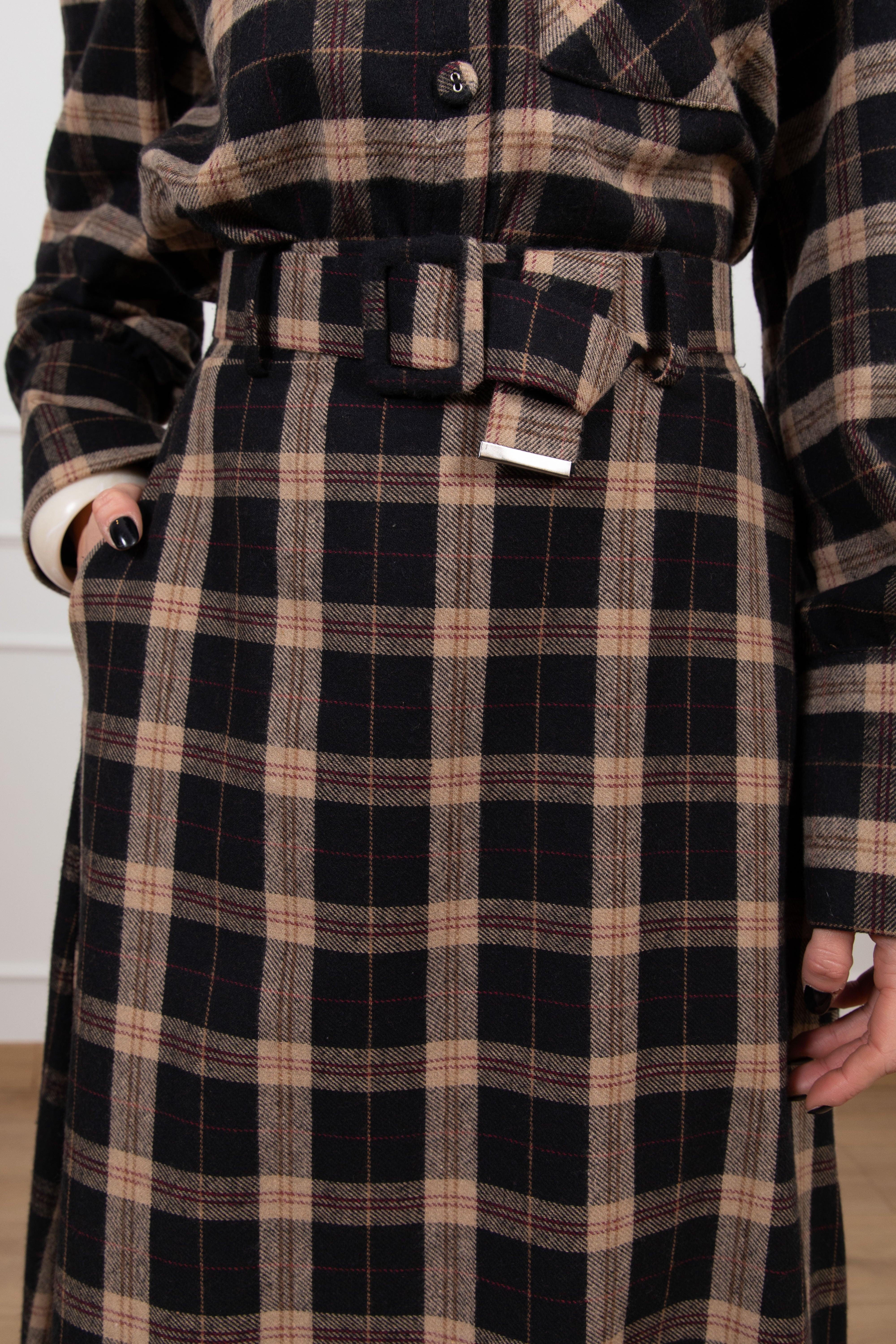 Gonna lunga check cammello Susy Mix