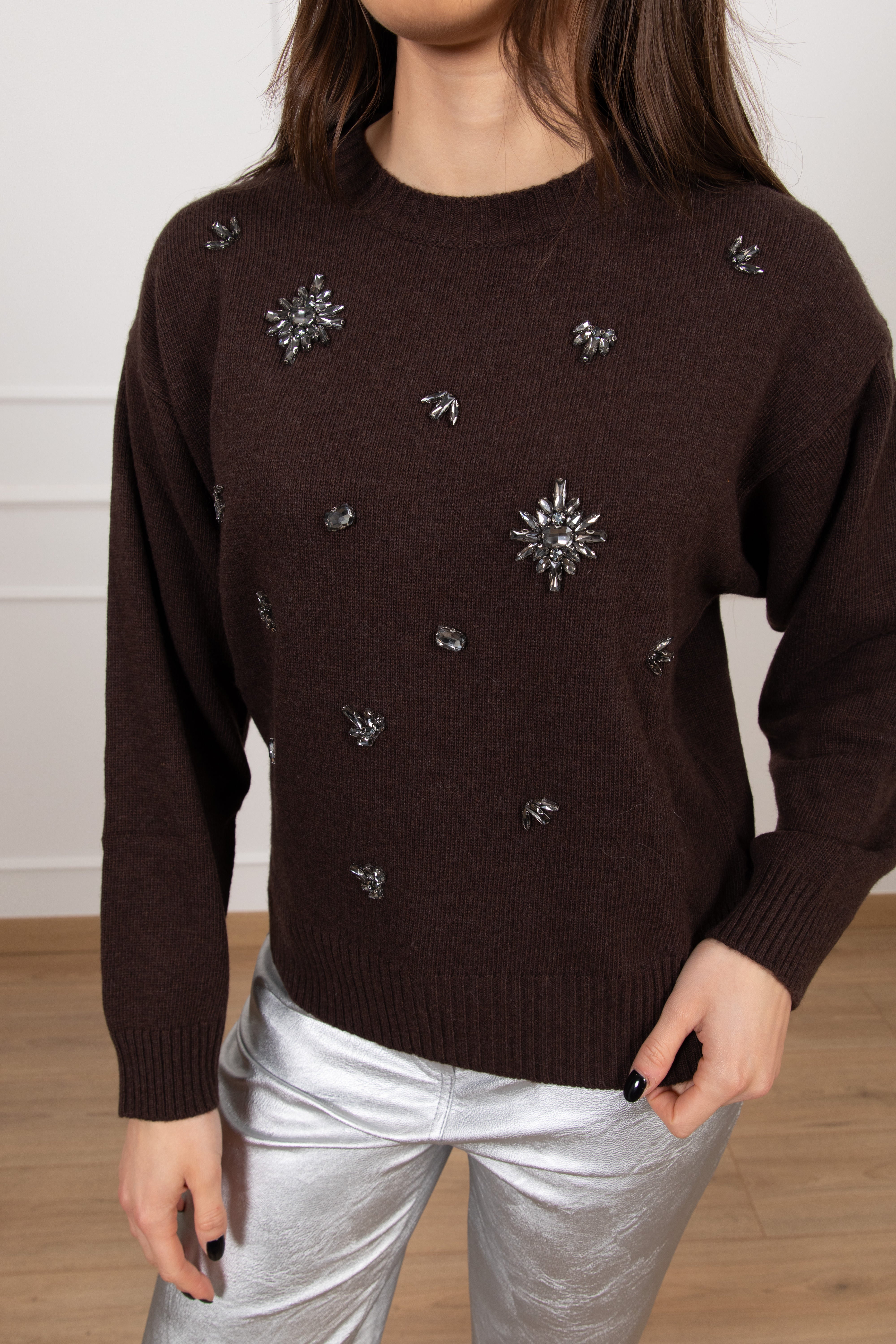 Pull con applicazione gioiello ViCOLO