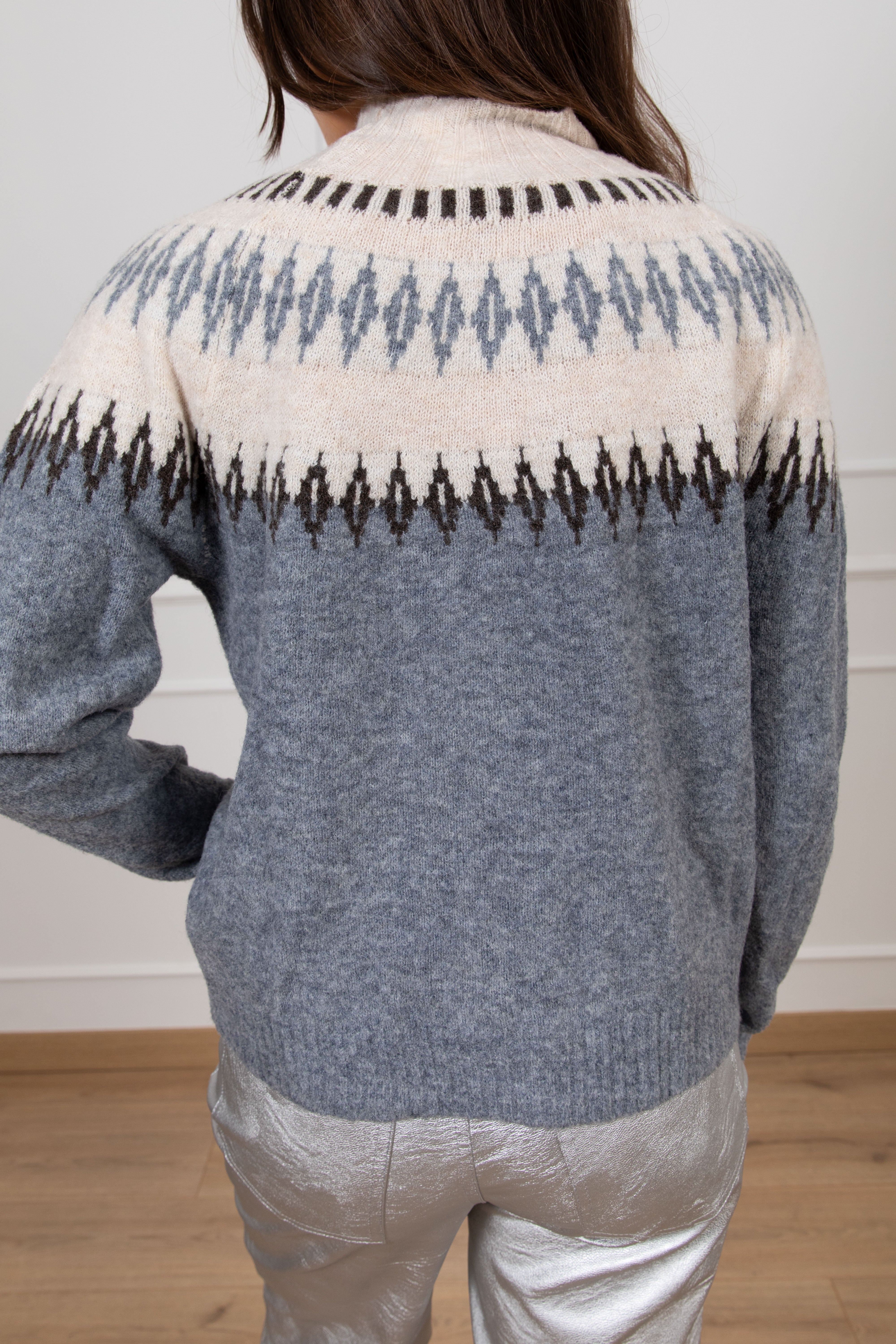 Pull collo a cratere con motivo zig-zag Susy Mix