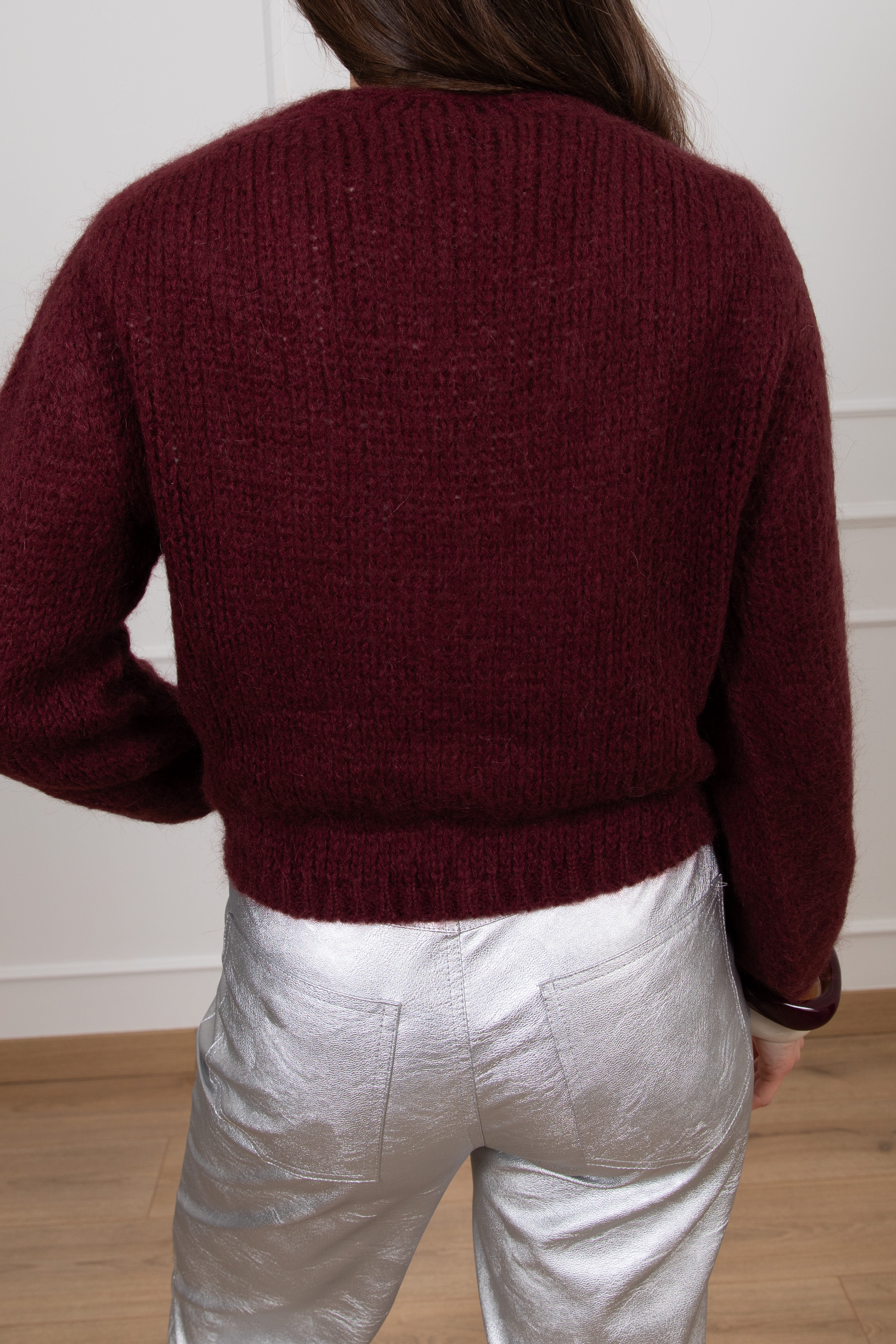 Cardigan cropped in mohair con bottoni gioiello Susy Mix