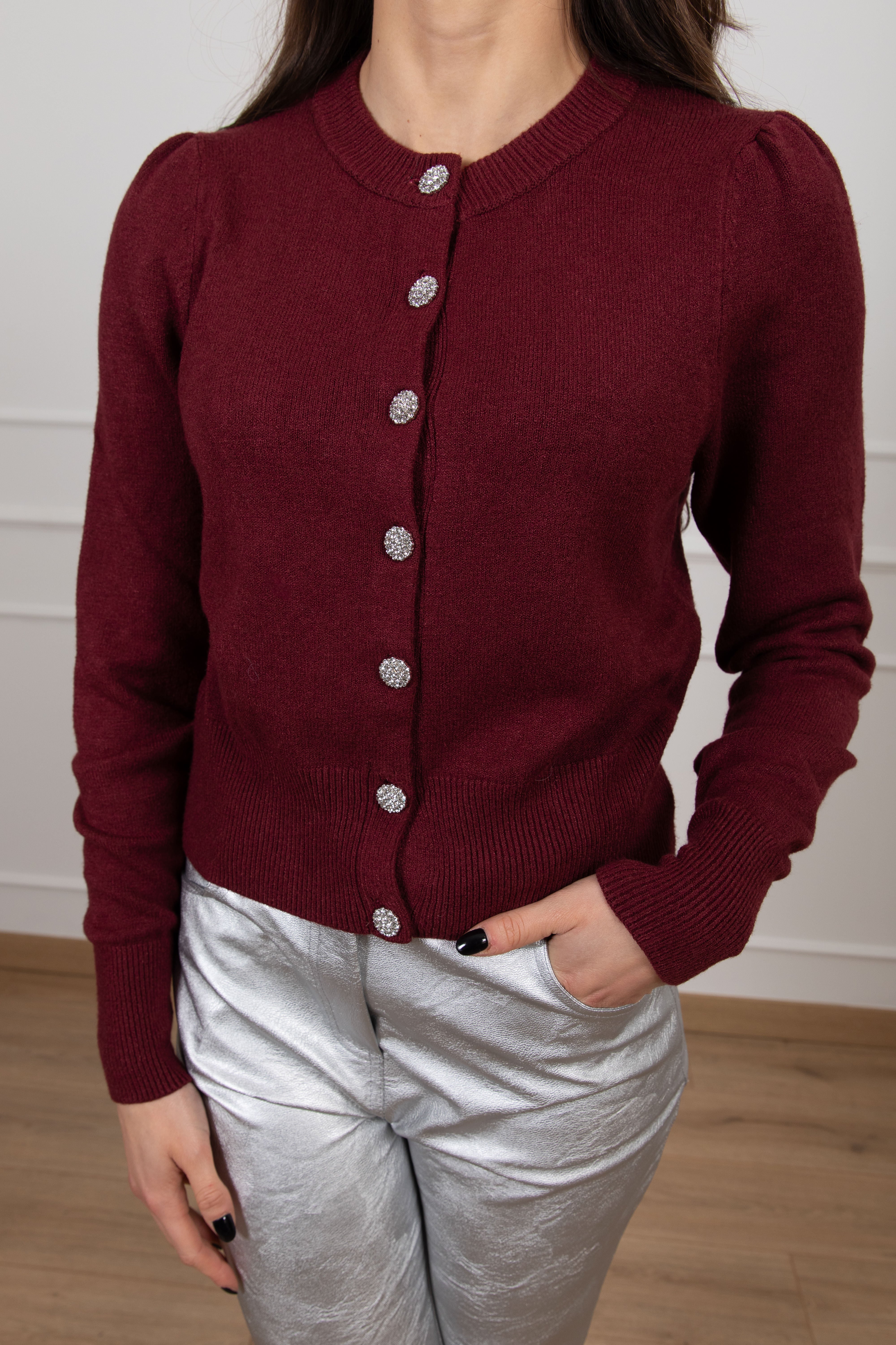 Cardigan in viscosa con bottone gioiello Tensione IN