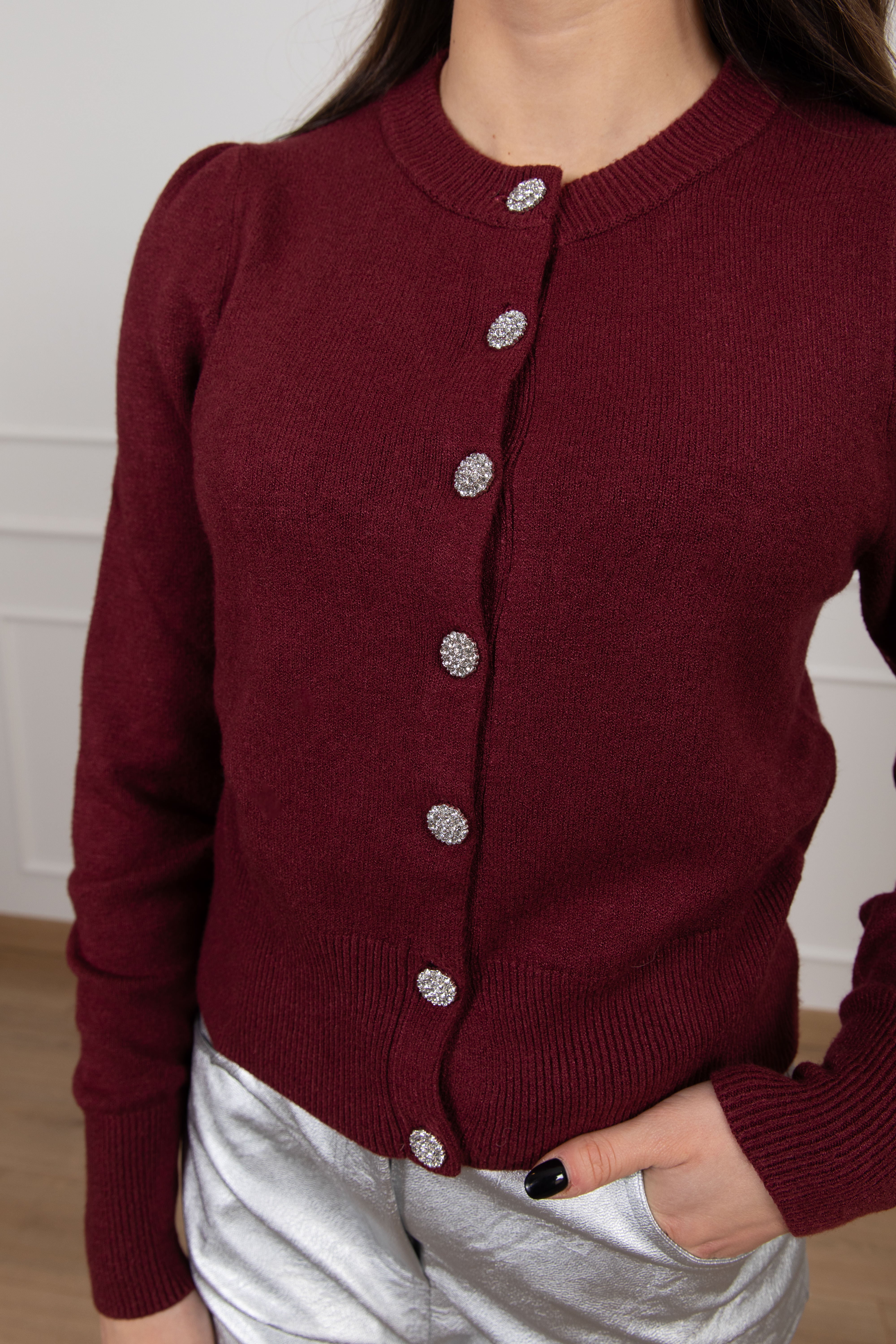 Cardigan in viscosa con bottone gioiello Tensione IN