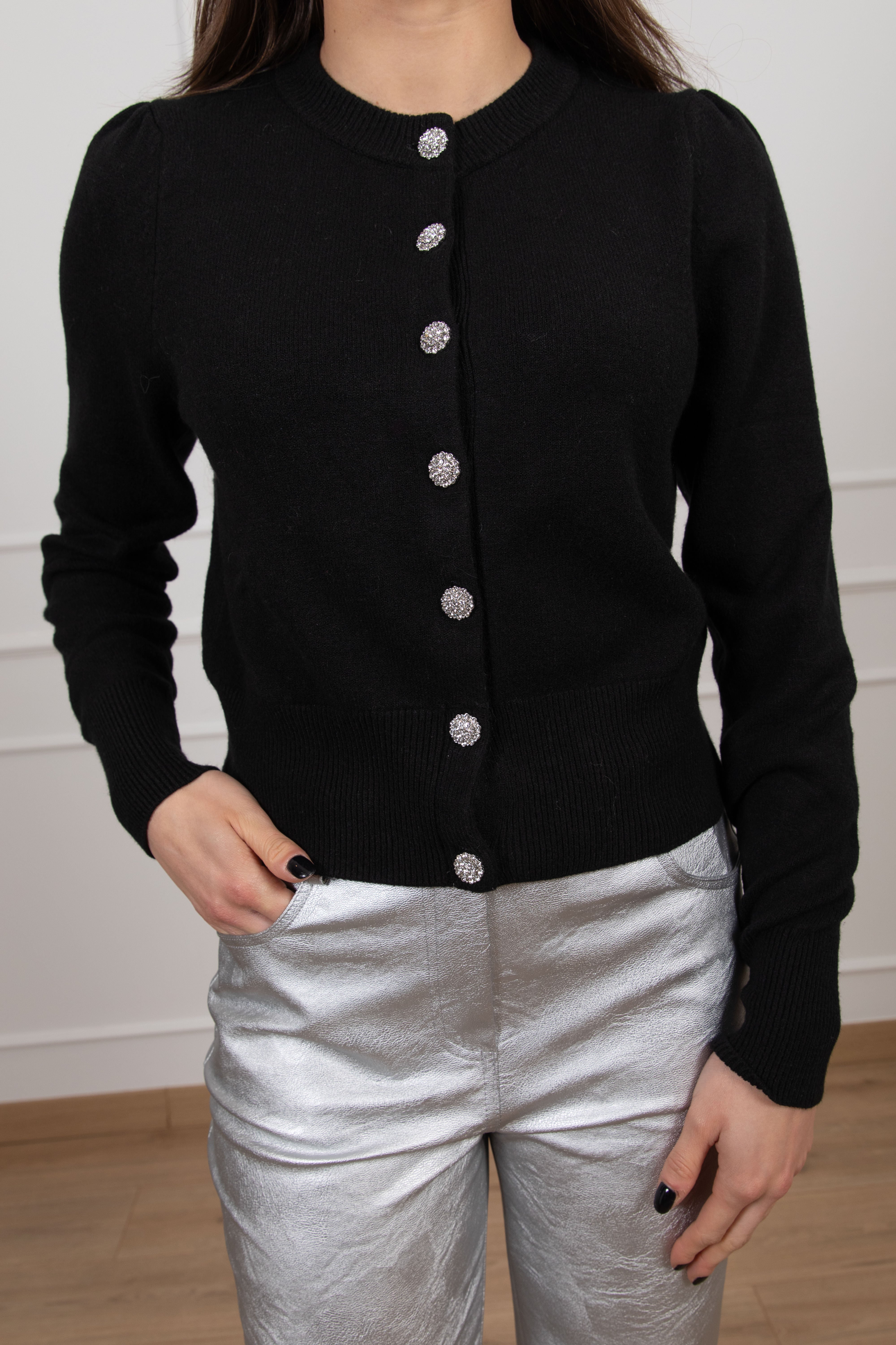 Cardigan in viscosa con bottone gioiello Tensione IN