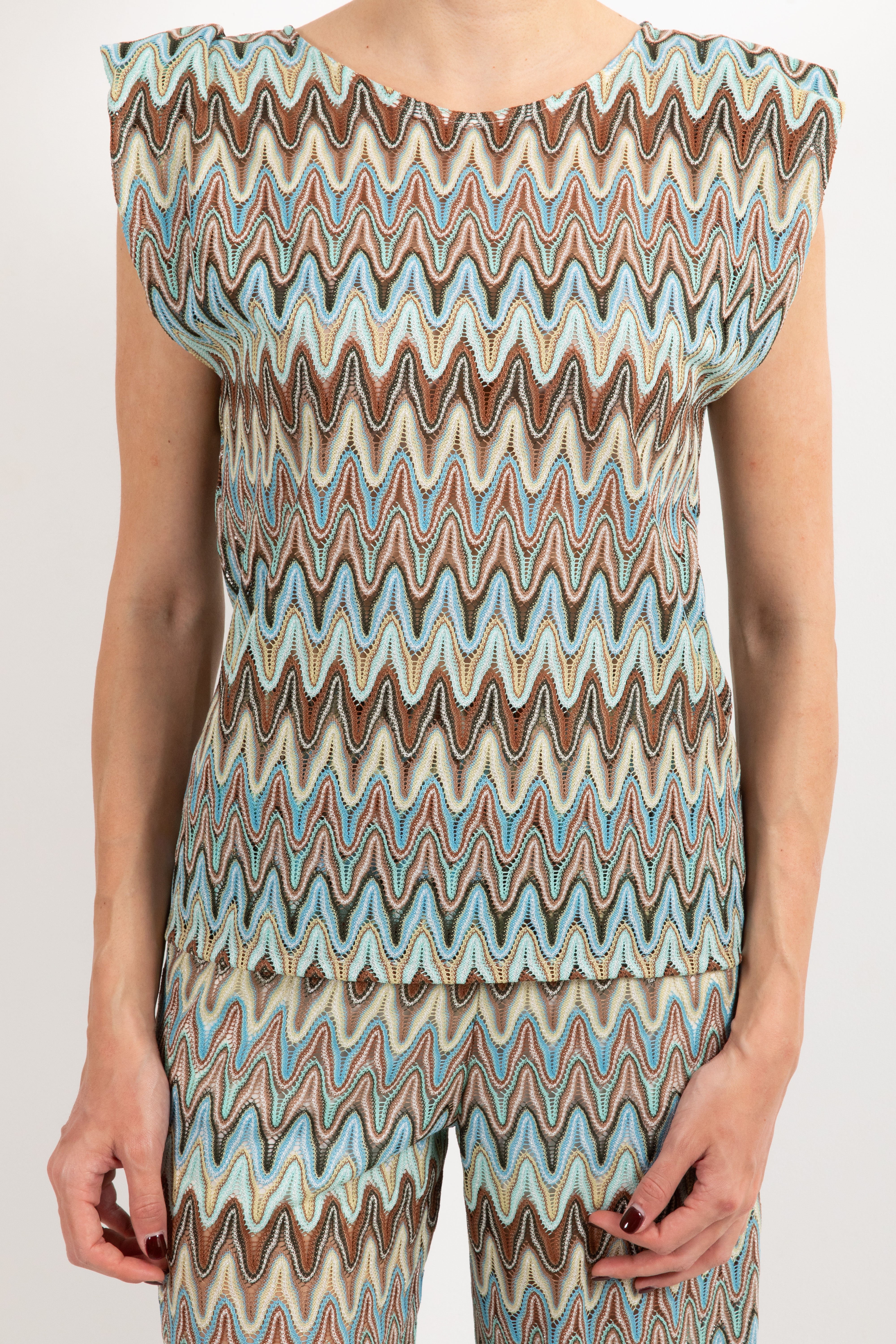Blusa con motivo zig-zag celeste Tensione IN