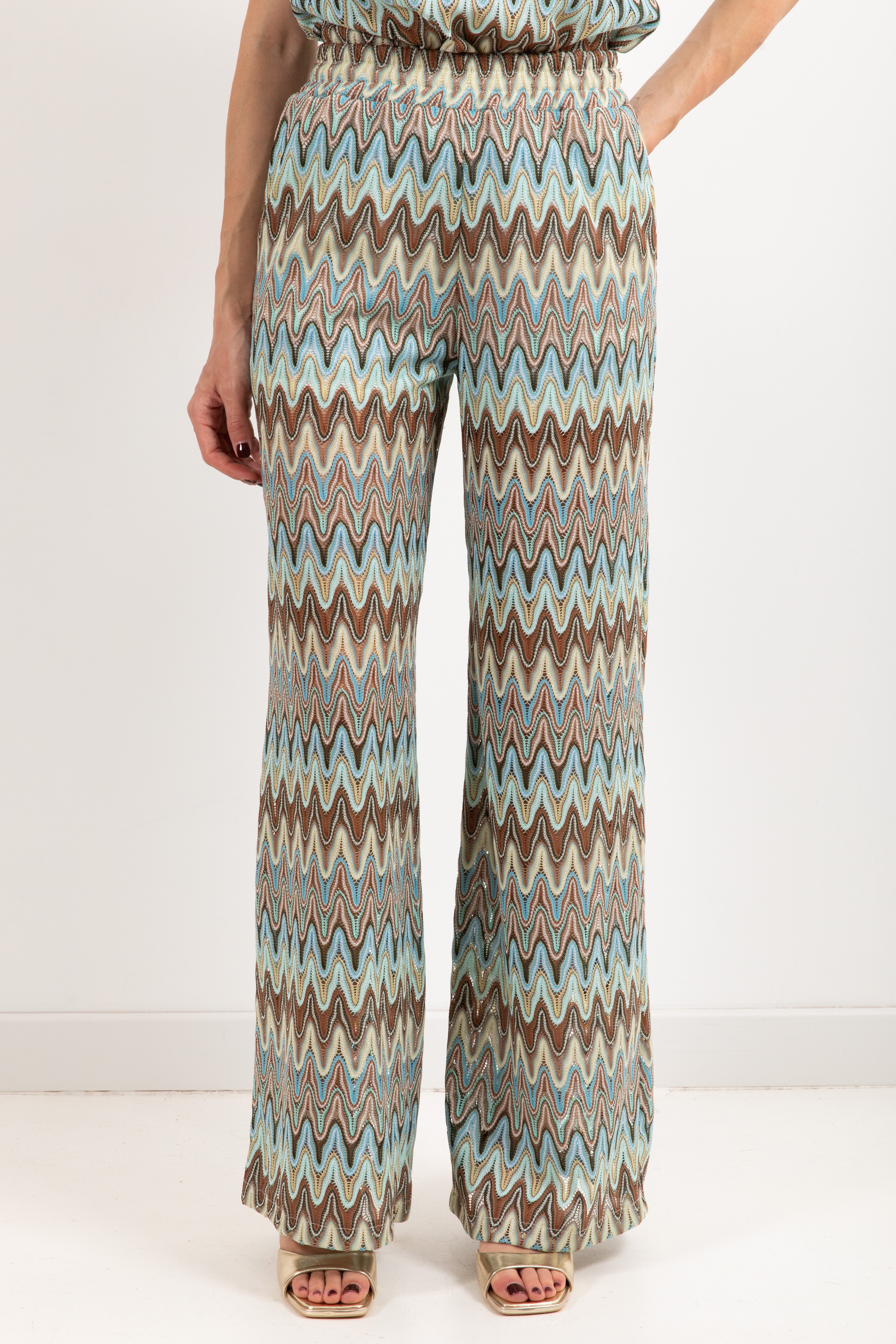 Pantalone con motivo zig-zag celeste Tensione IN