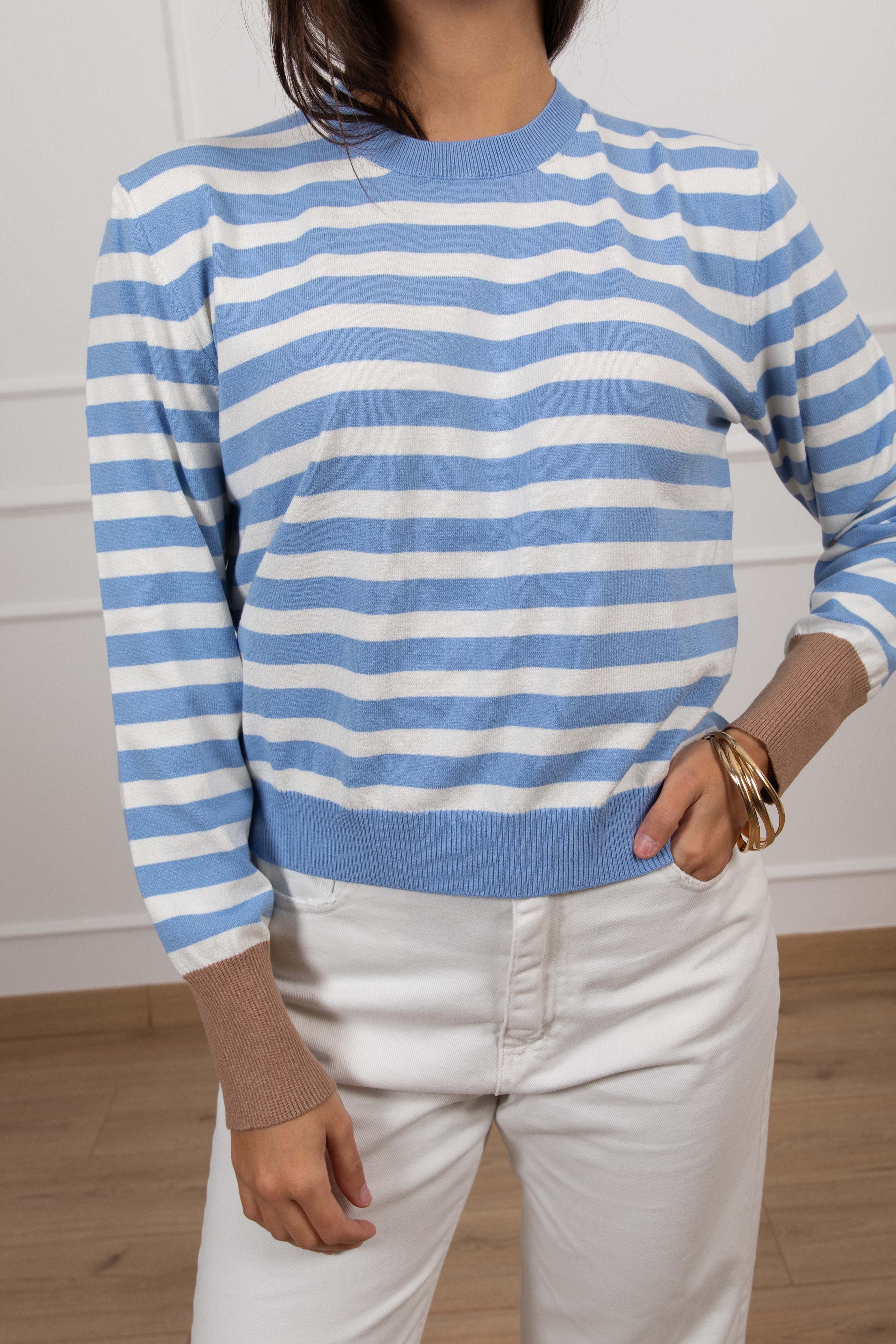 Maglia a righe con polso a contrasto Motel