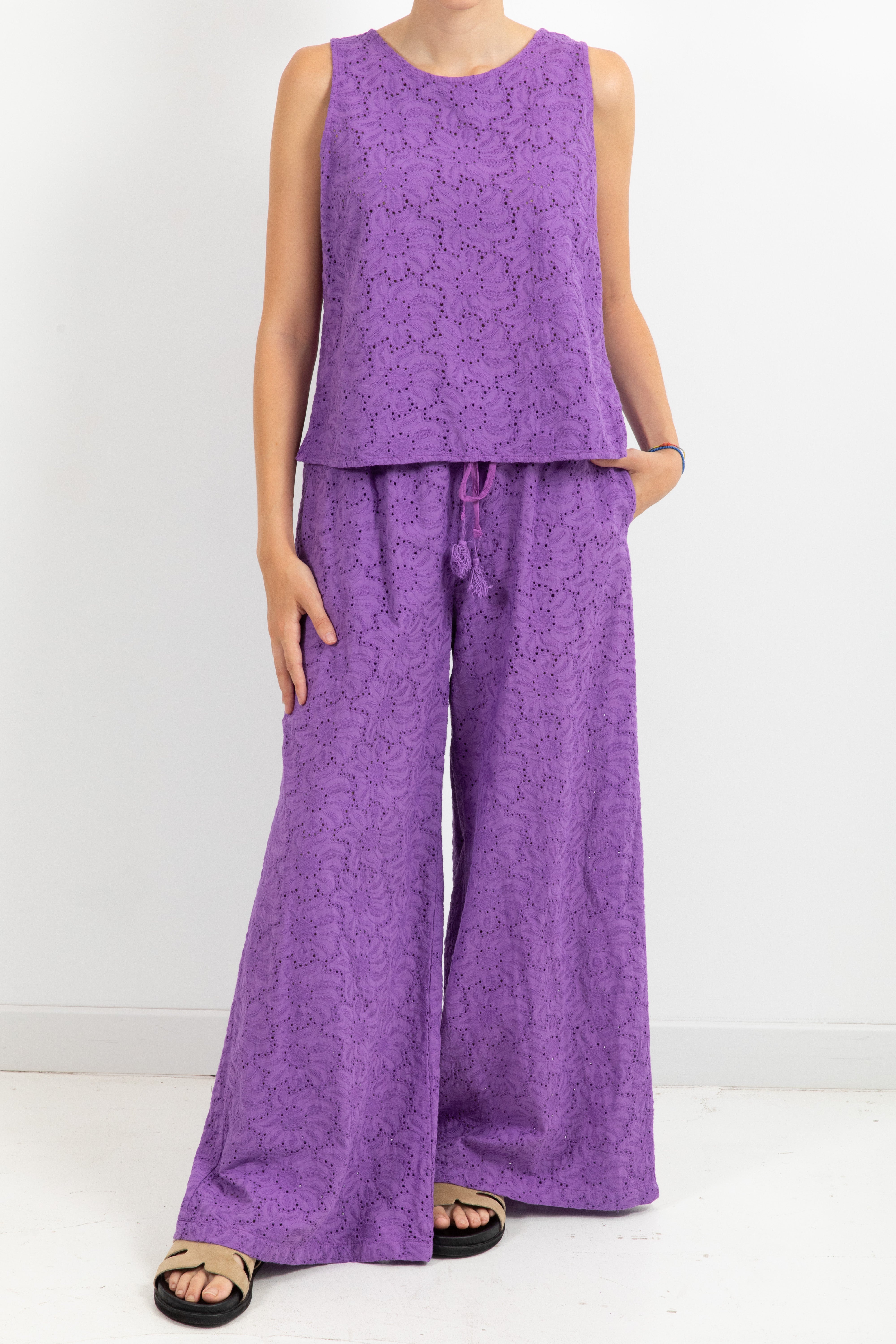 Pantalone con coulisse in sangallo Tensione IN
