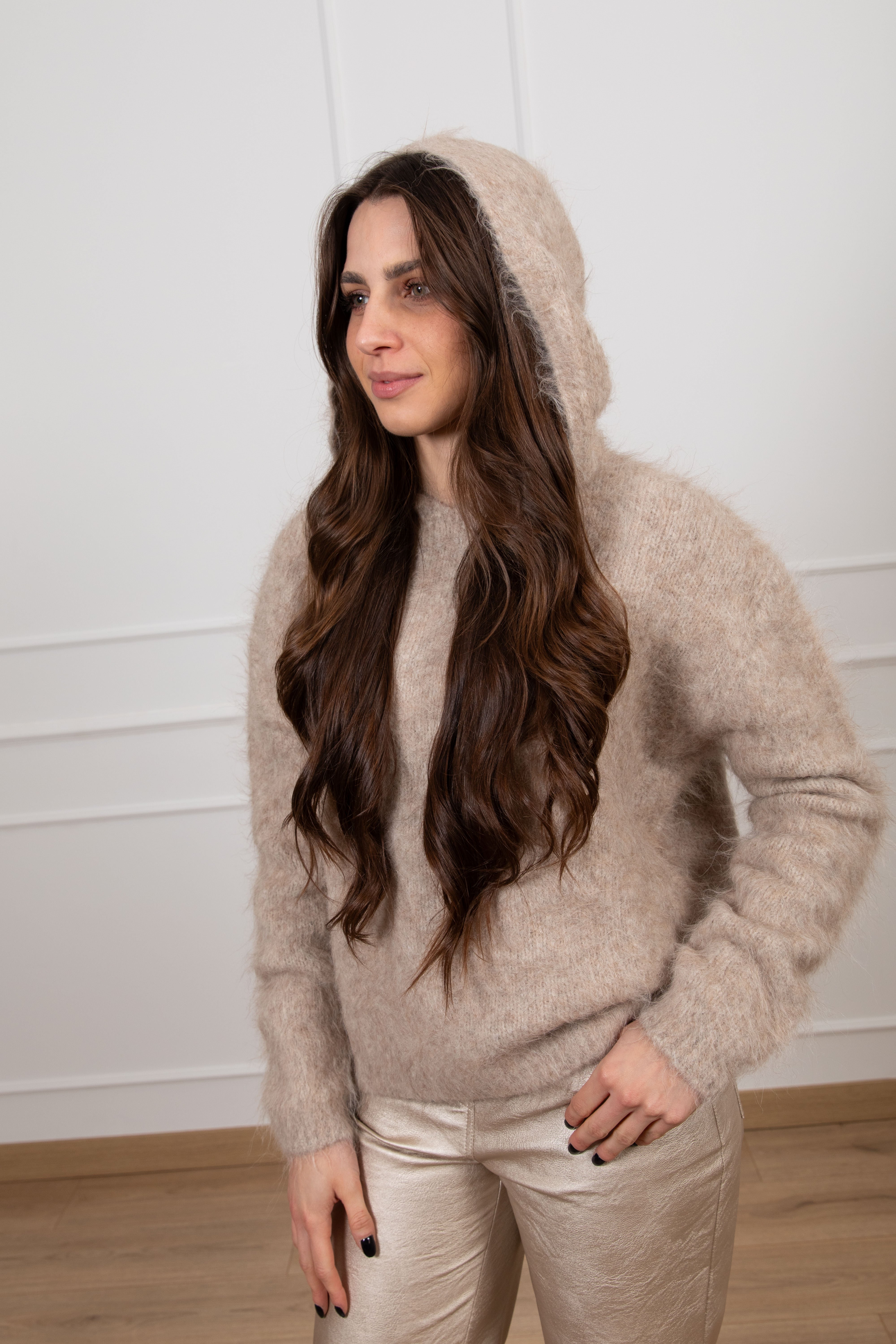Pull in mohair con cappuccio ViCOLO