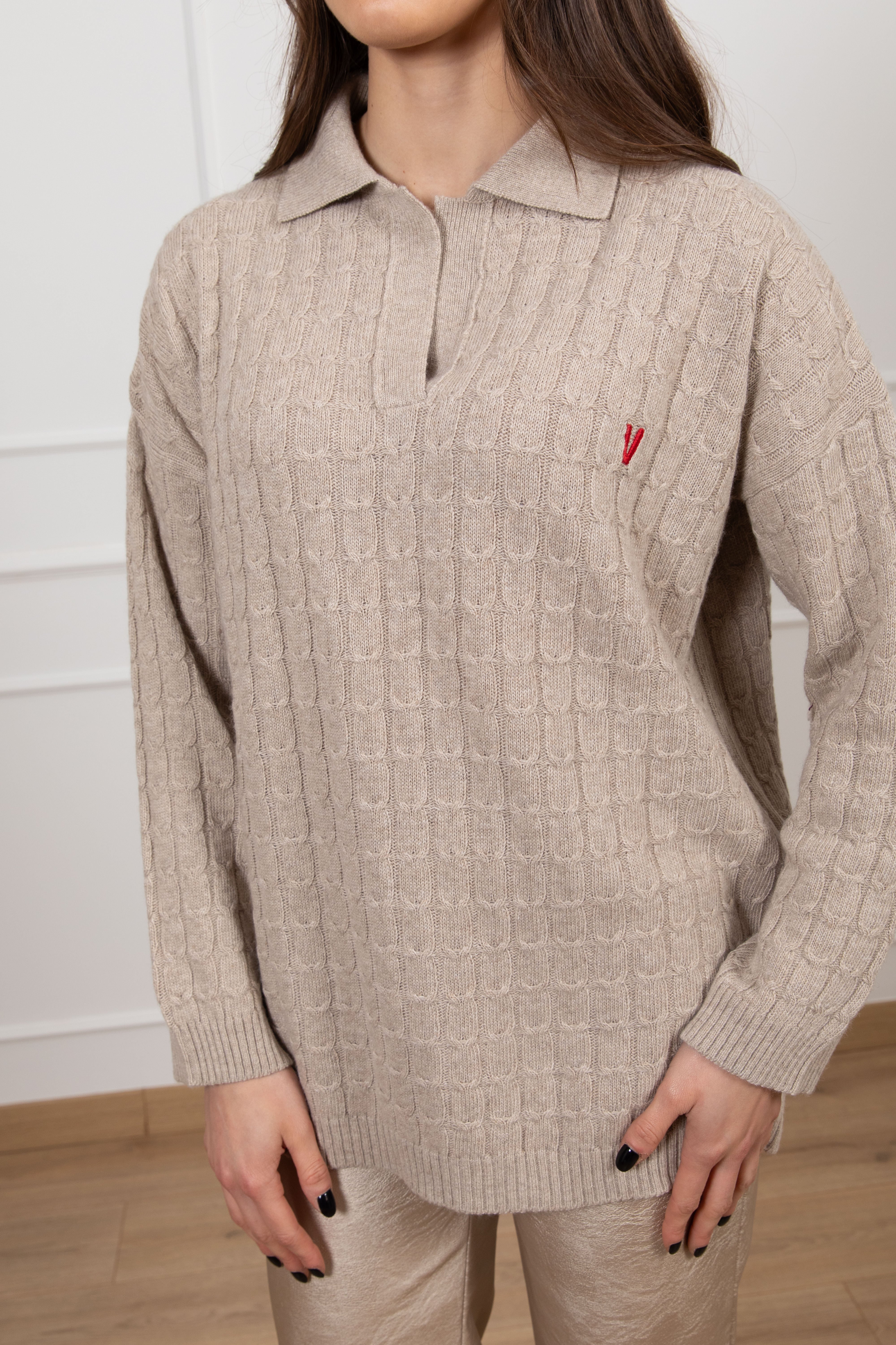 Polo treccia piatta con mono-gram ViCOLO