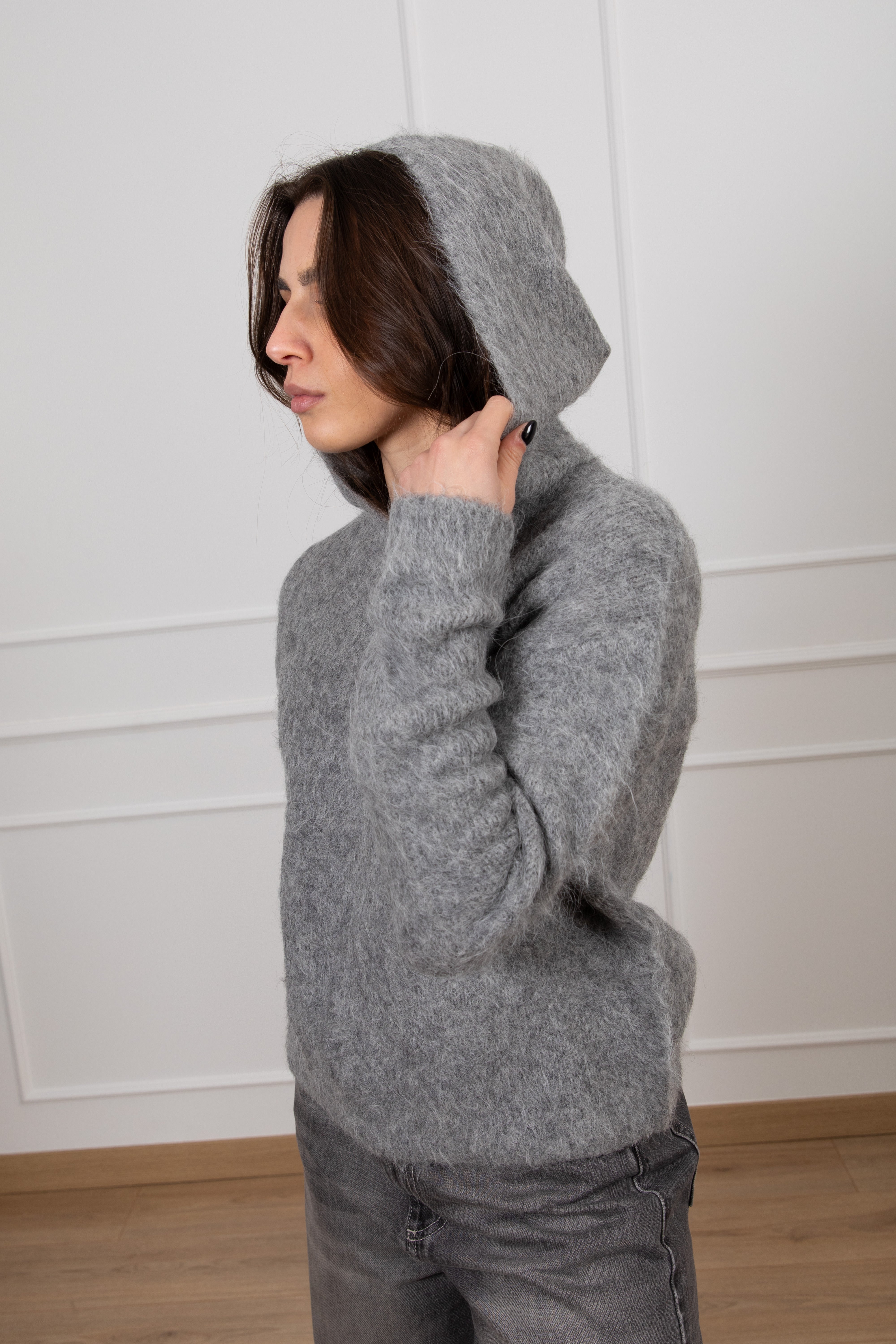 Pull in mohair con cappuccio ViCOLO