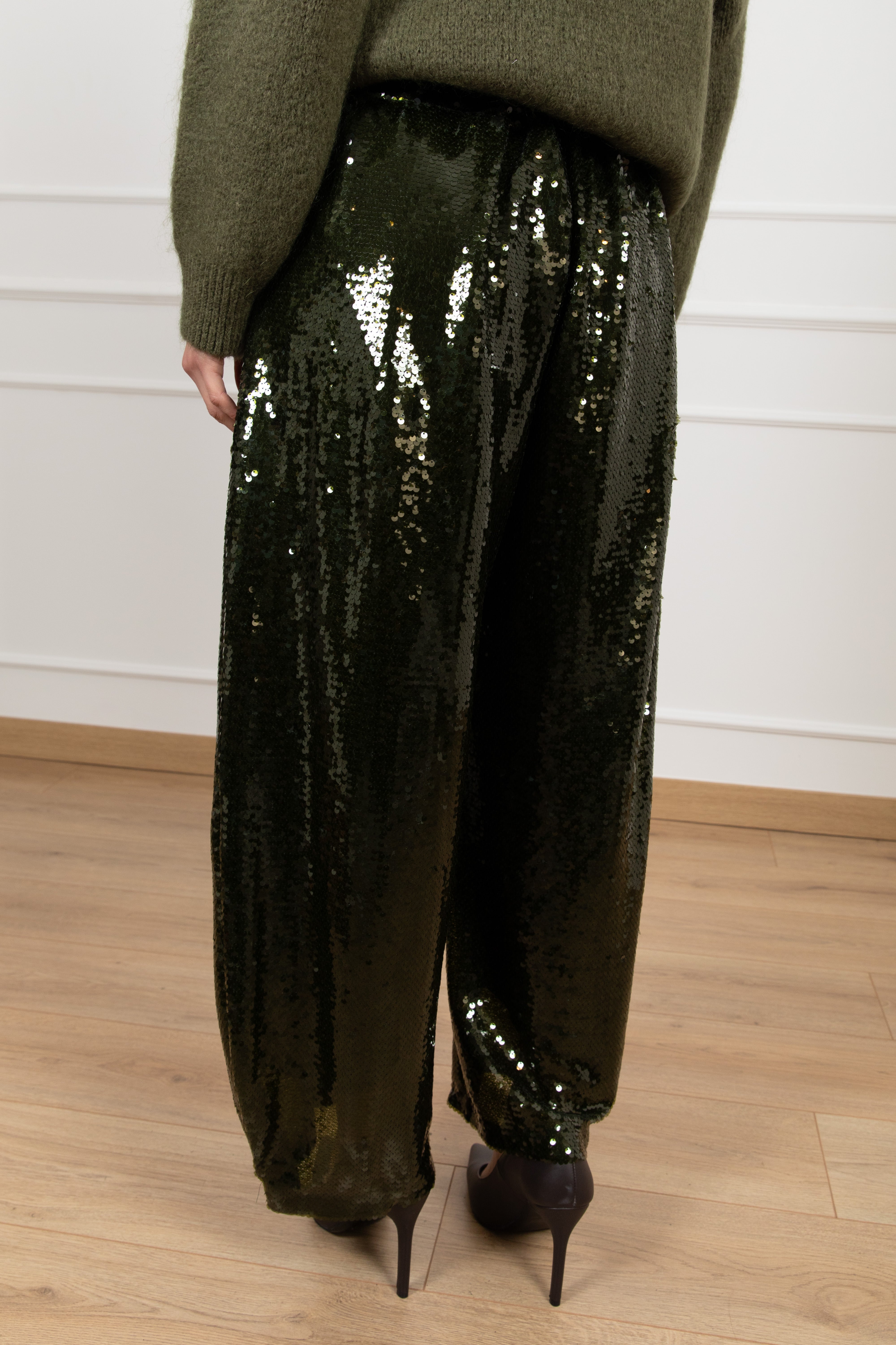 Pantalone egg-fit paillettes militare Tensione IN