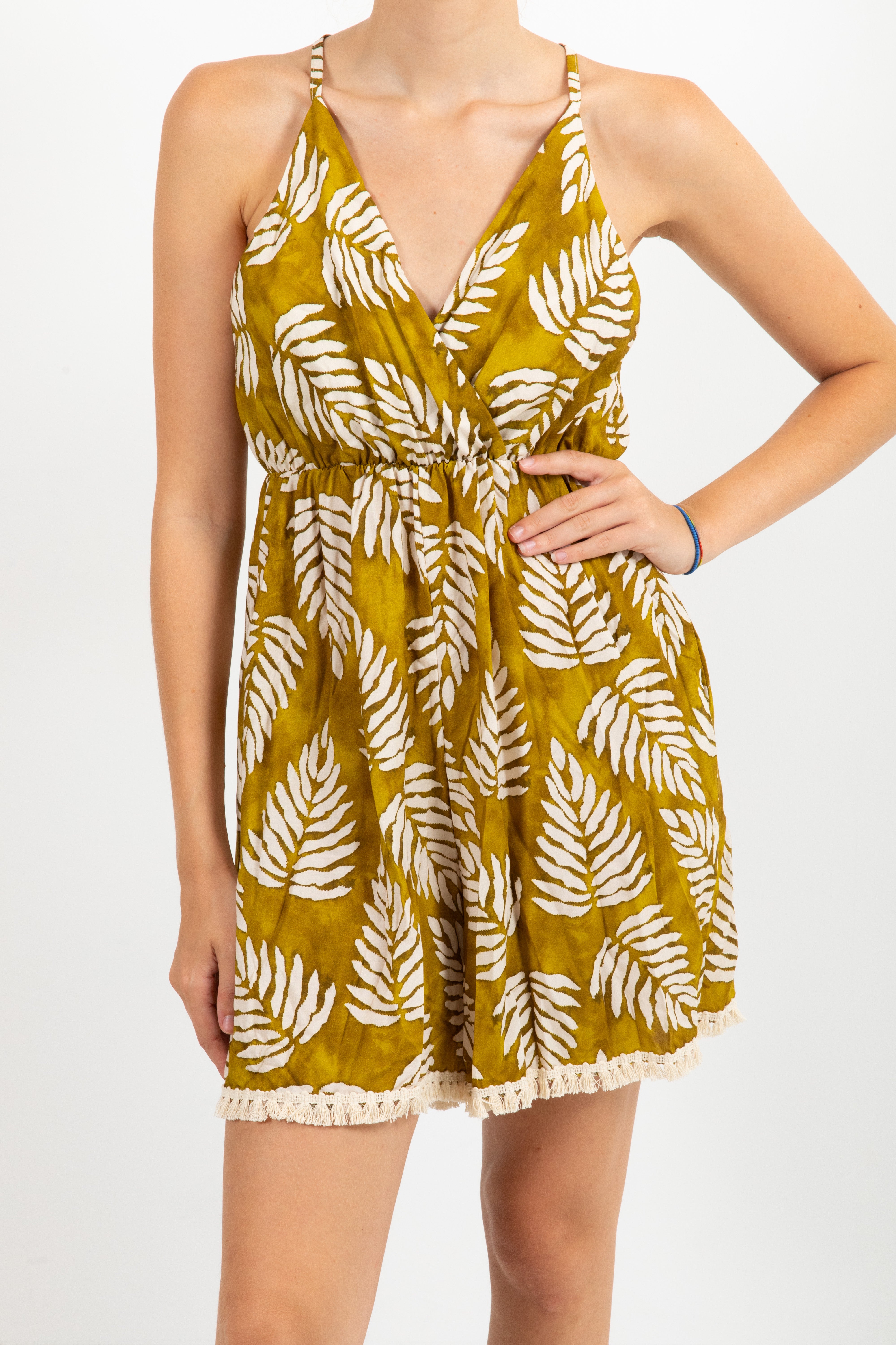 Jumpsuit corta fantasia foliage con nappine Susy Mix