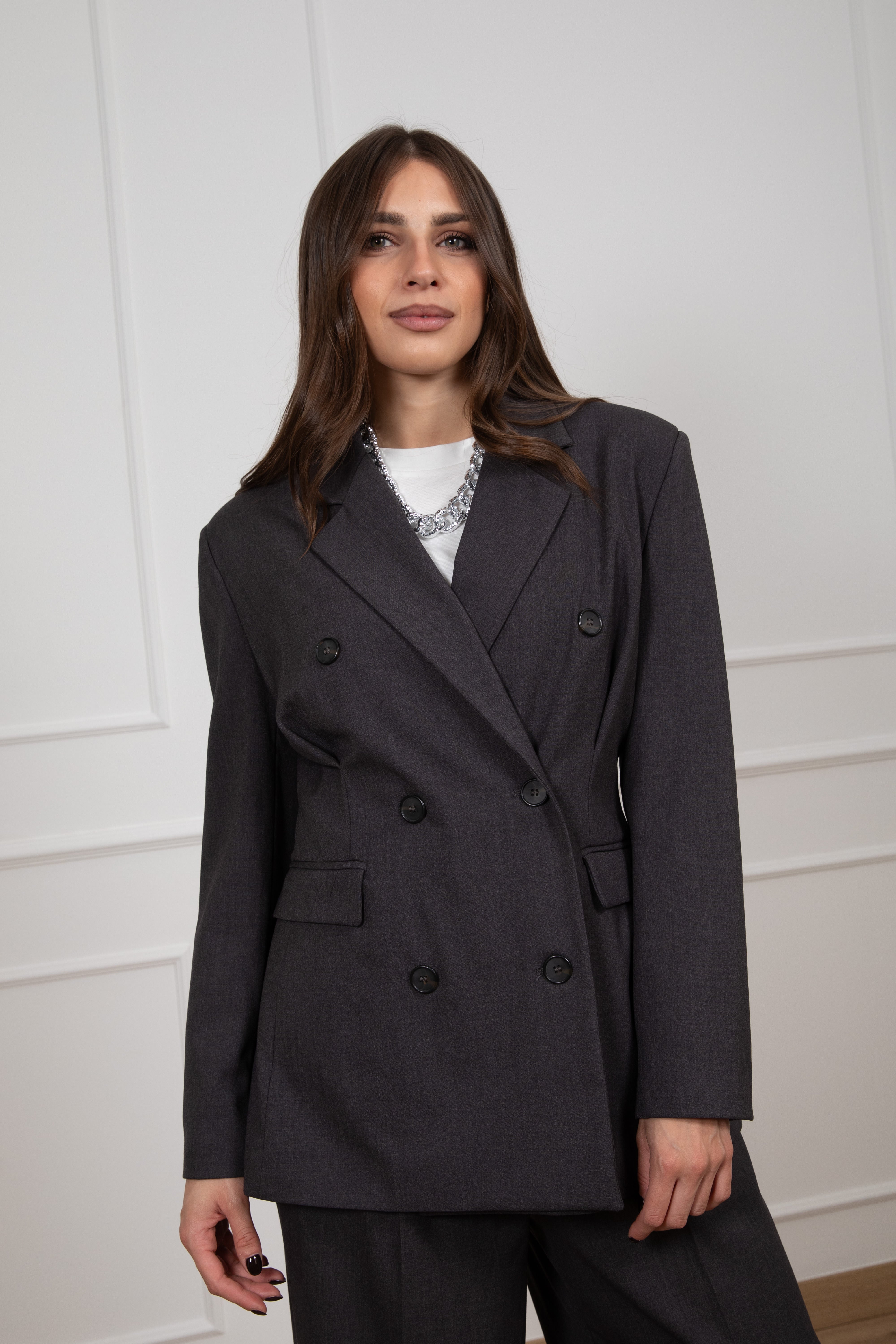 Giacca doppio-petto con arricciatura sul retro Dixie