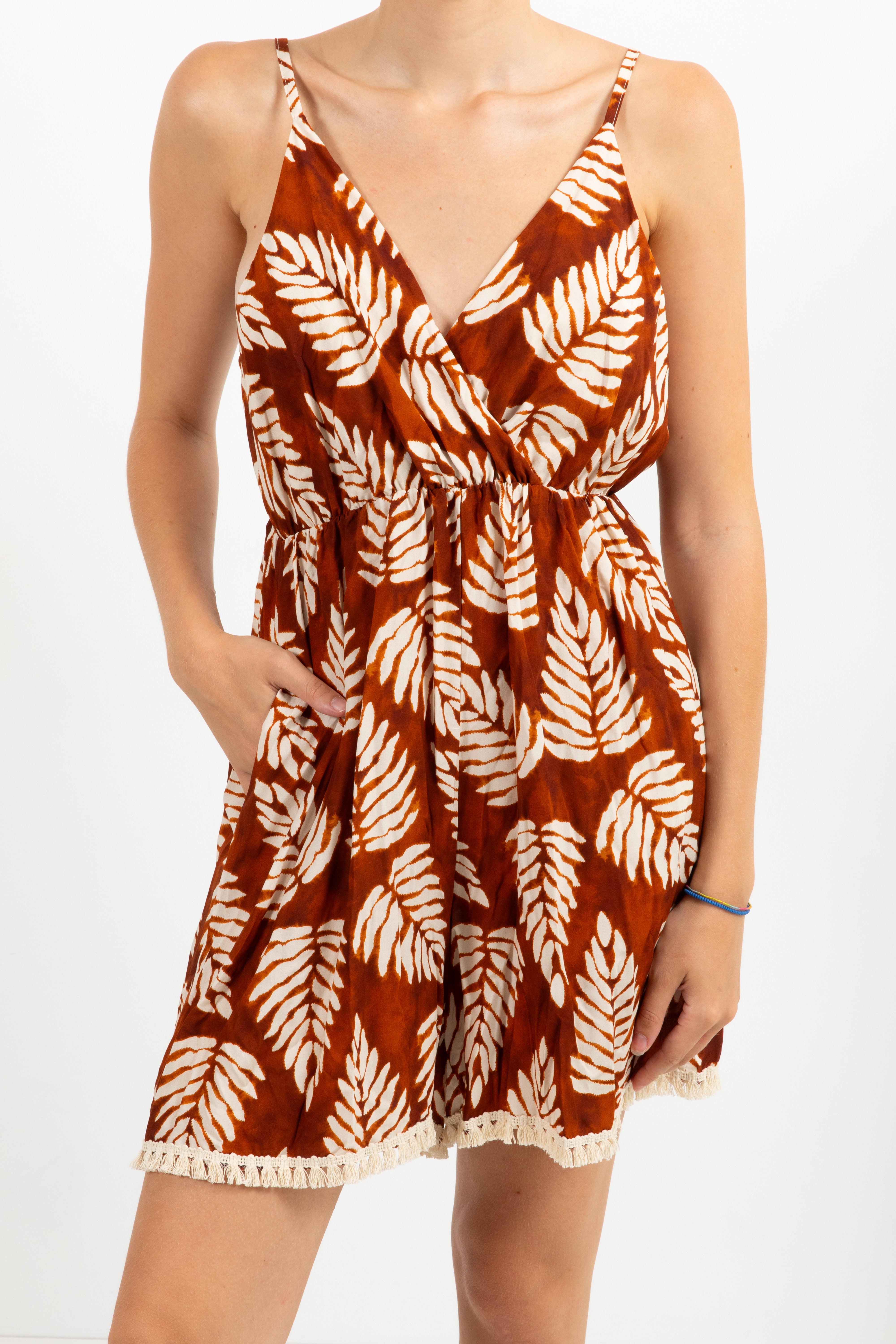 Jumpsuit corta fantasia foliage con nappine Susy Mix