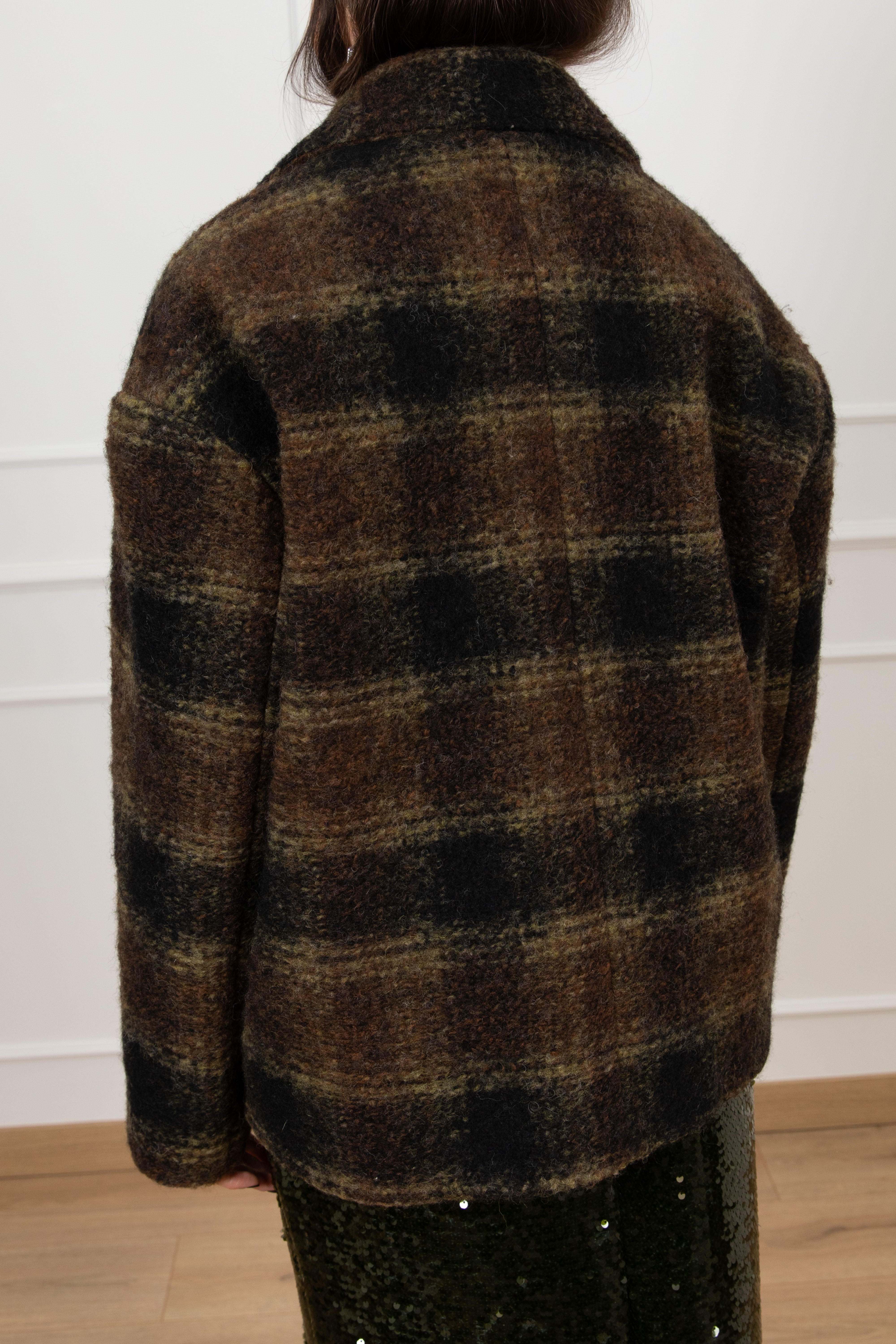 Giacca-cappotto macro-check 4 bottoni in lana Susy Mix