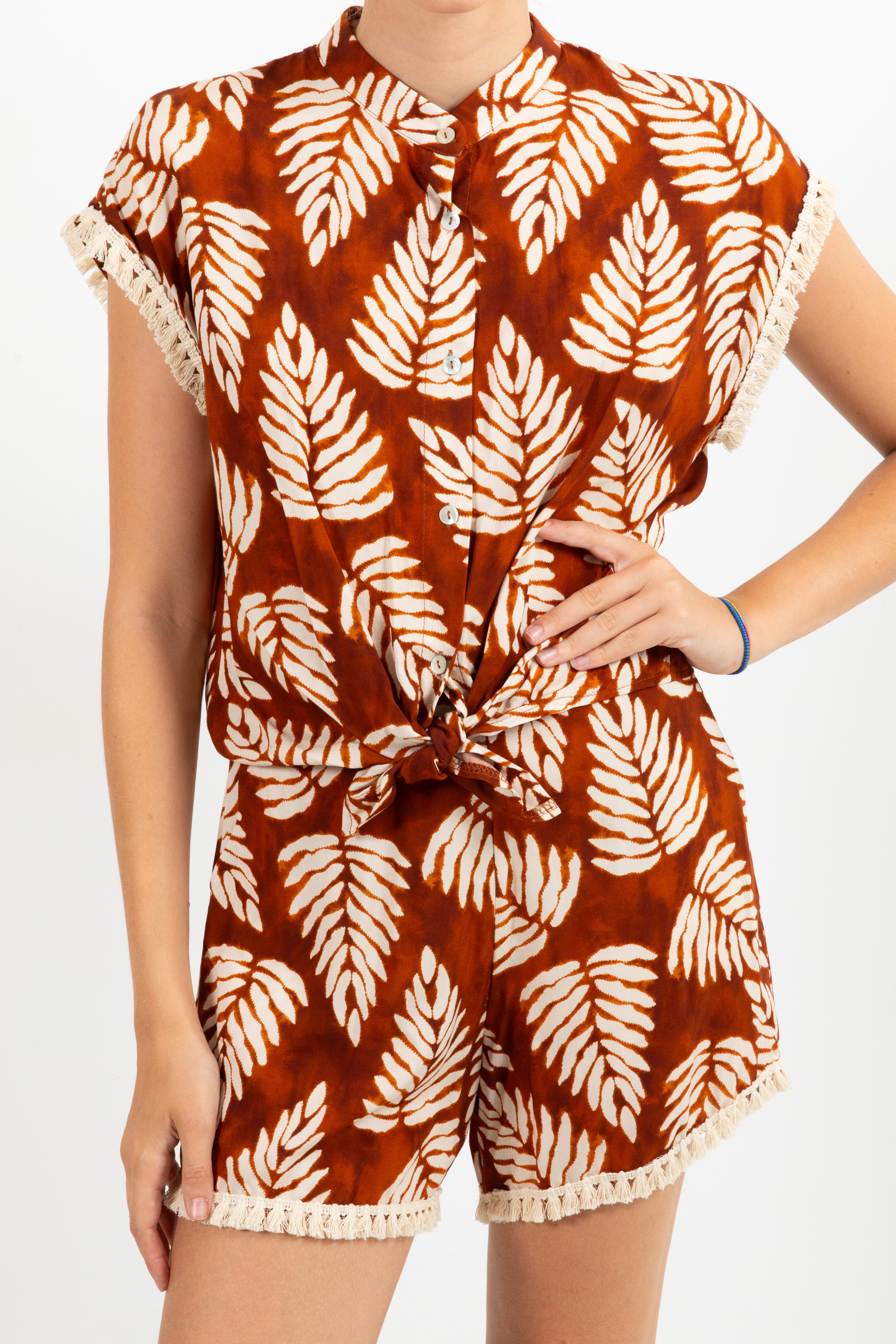 Camicia fantasia foliage con nappine Susy Mix