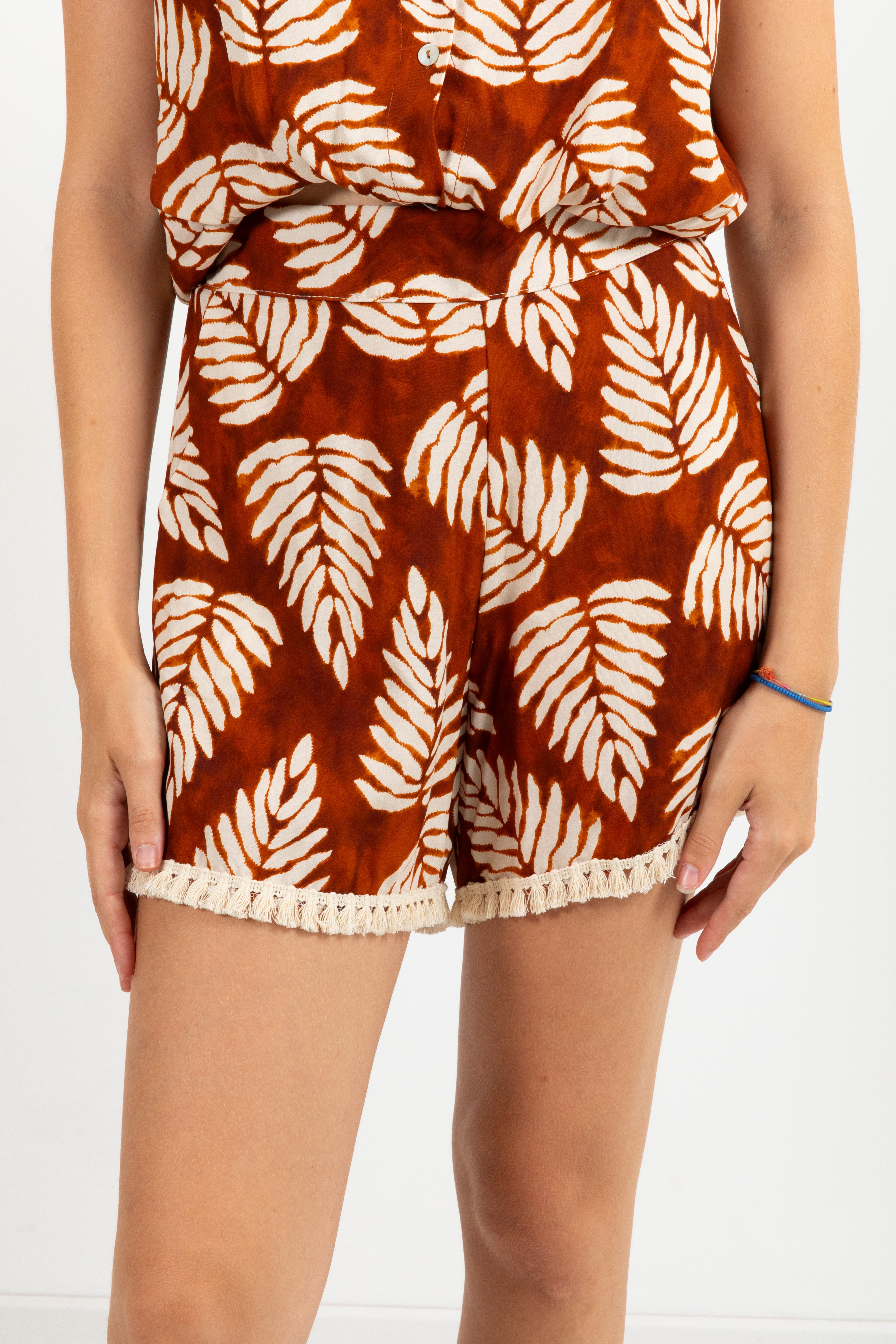 Shorts fantasia foliage con nappine Susy Mix