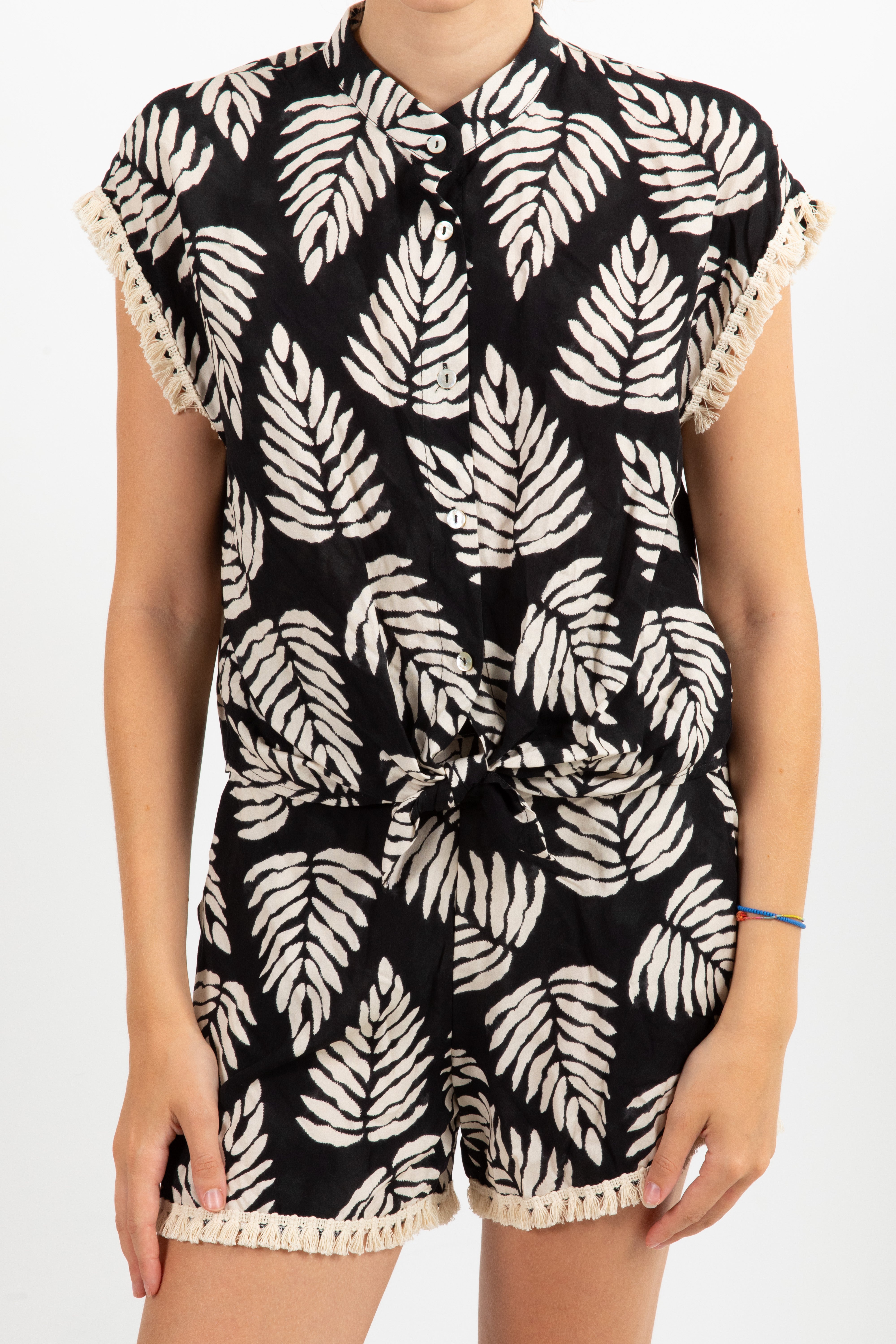 Camicia fantasia foliage con nappine Susy Mix