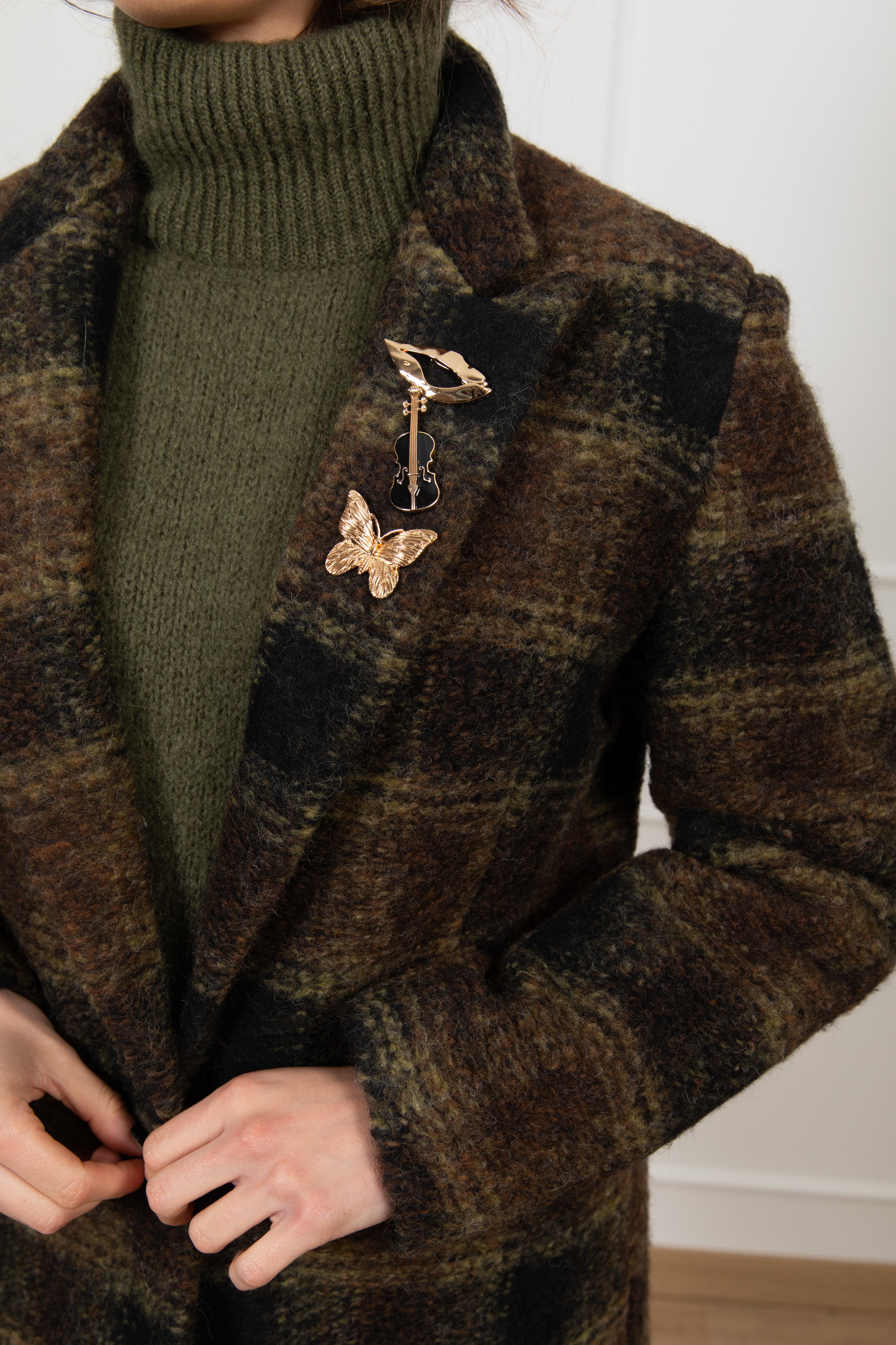 Giacca-cappotto macro-check mono-bottone in lana Susy Mix