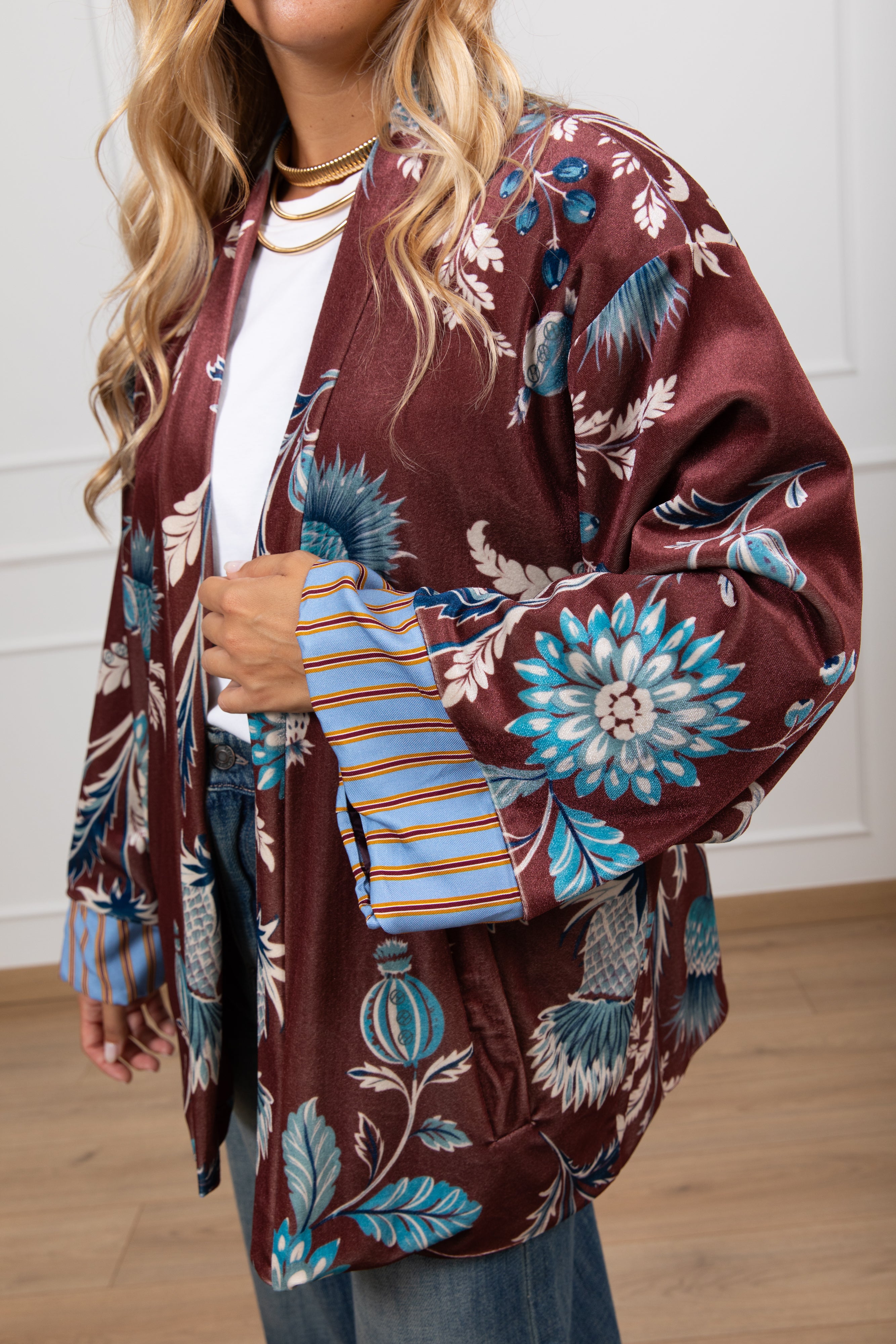 Kimono in ciniglia fantasia fiore Haveone