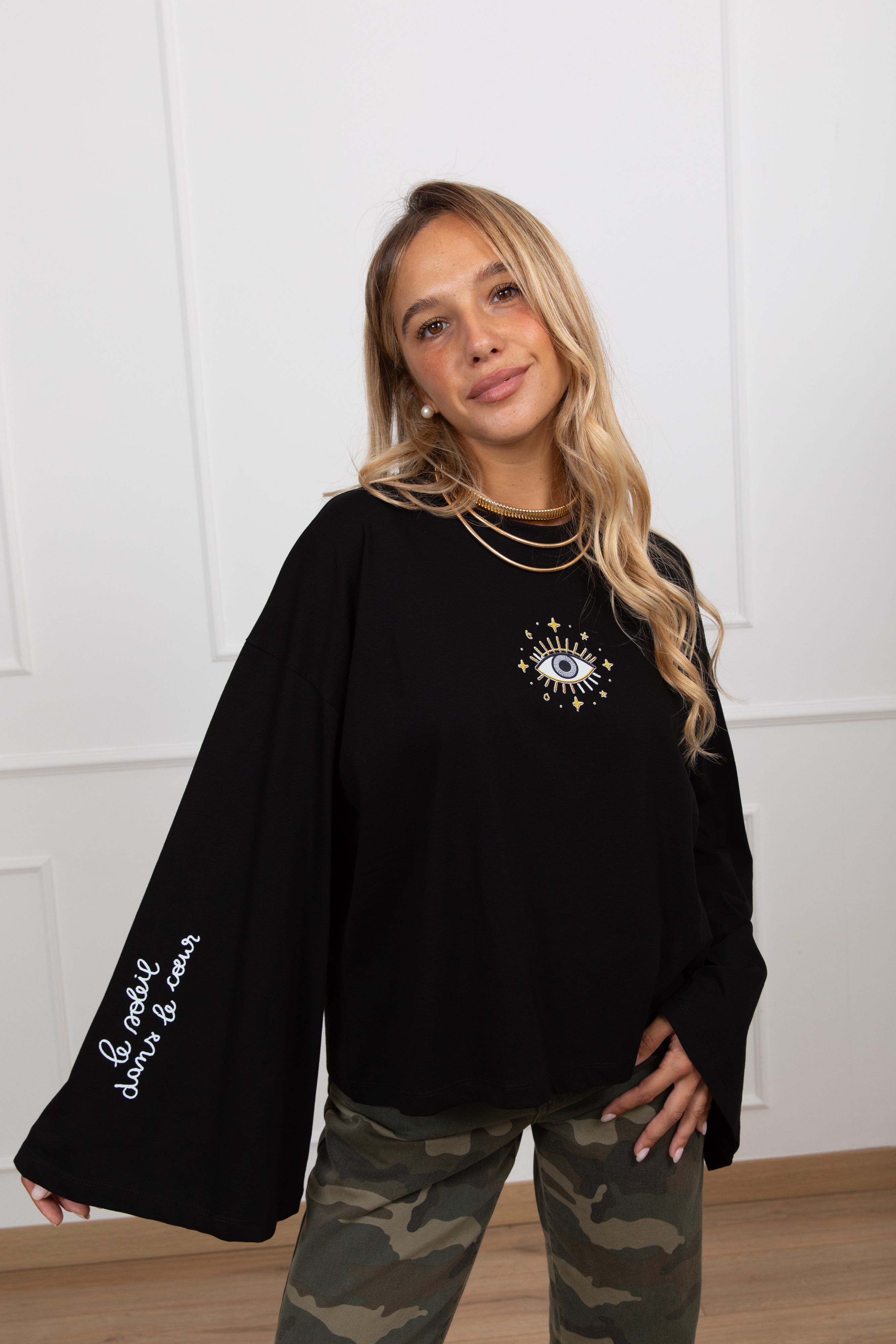 T-shirt "Le soleil dans le coeur" variante nero ViCOLO