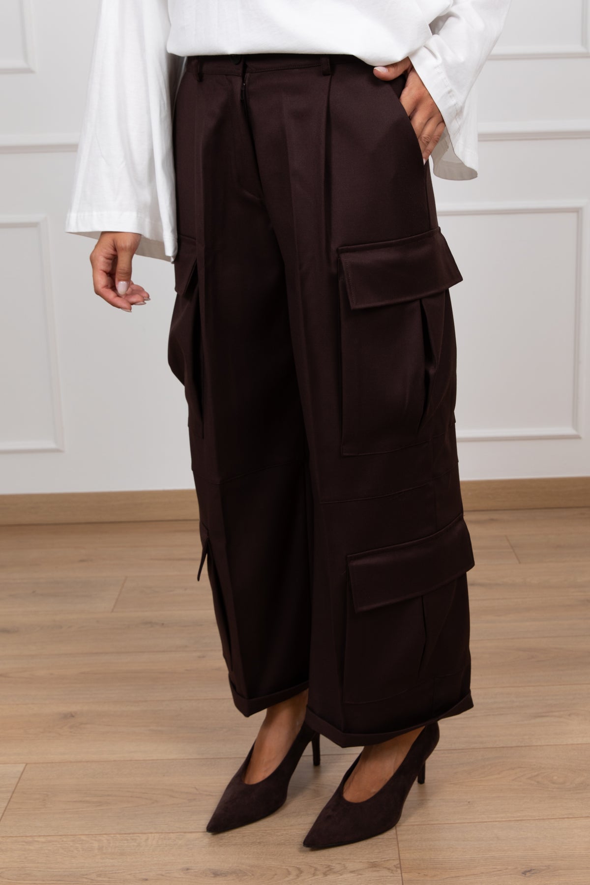 Pantalone cargo in viscosa variante moro ViCOLO