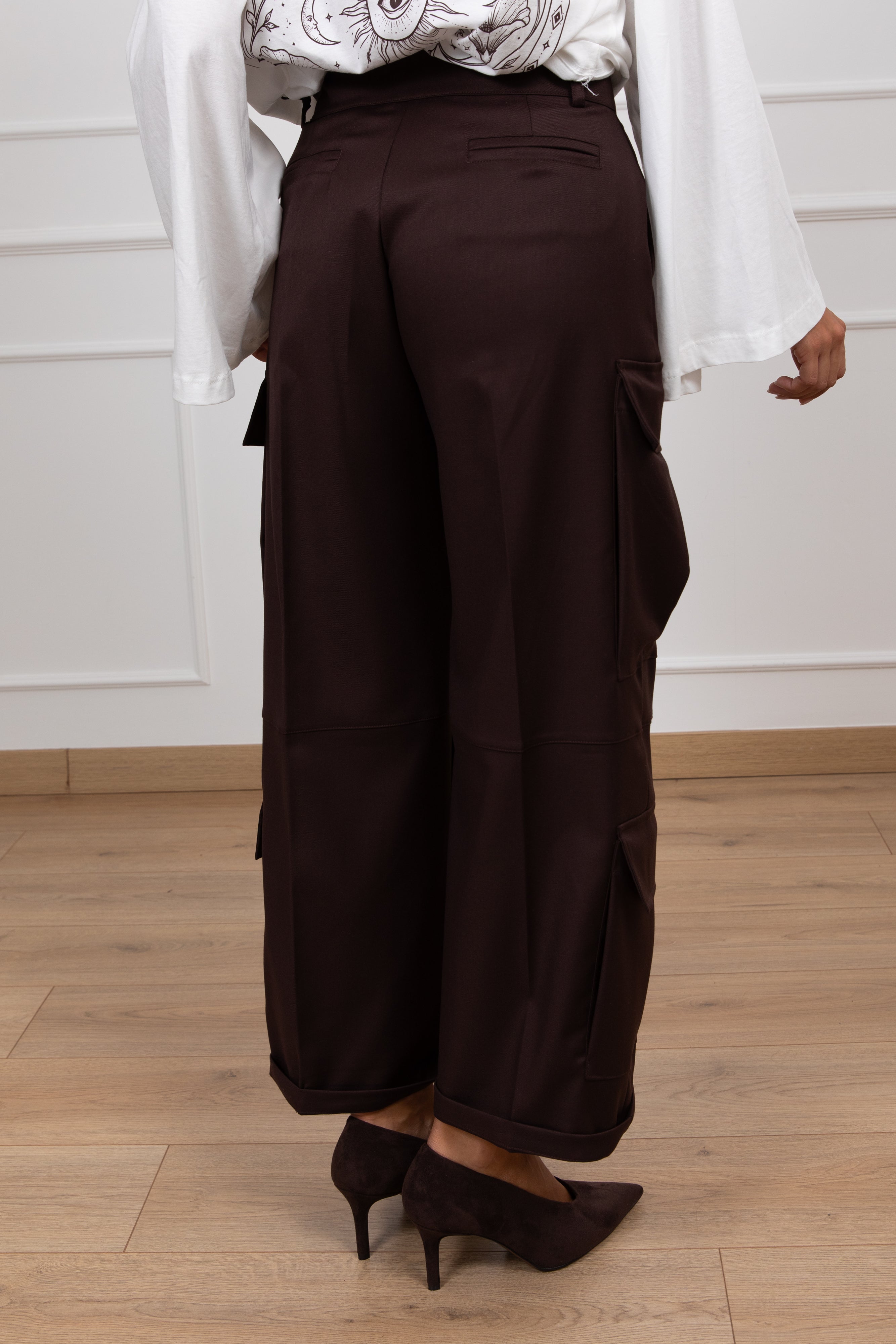 Pantalone cargo in viscosa variante moro ViCOLO