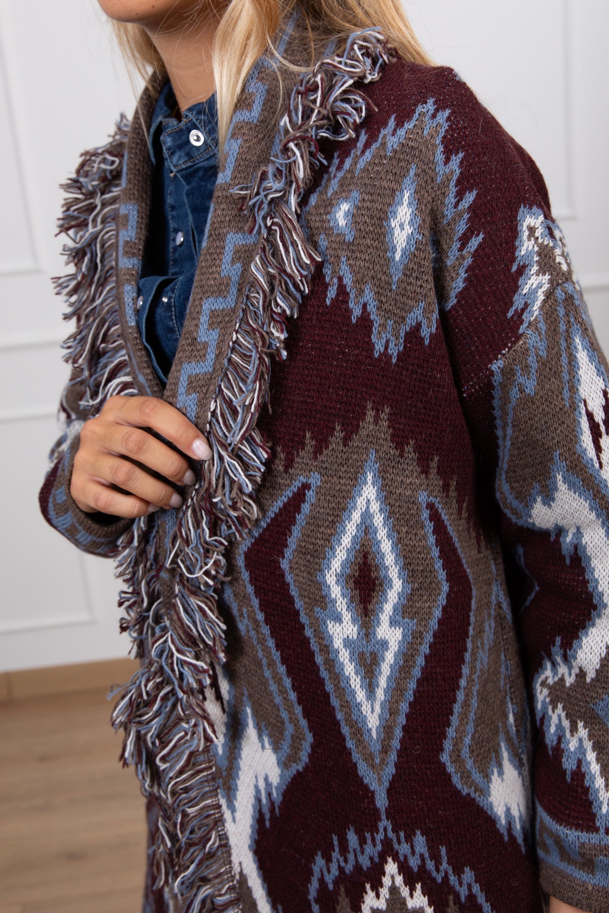 Maxi-cardigan fantasia rombi Susy Mix