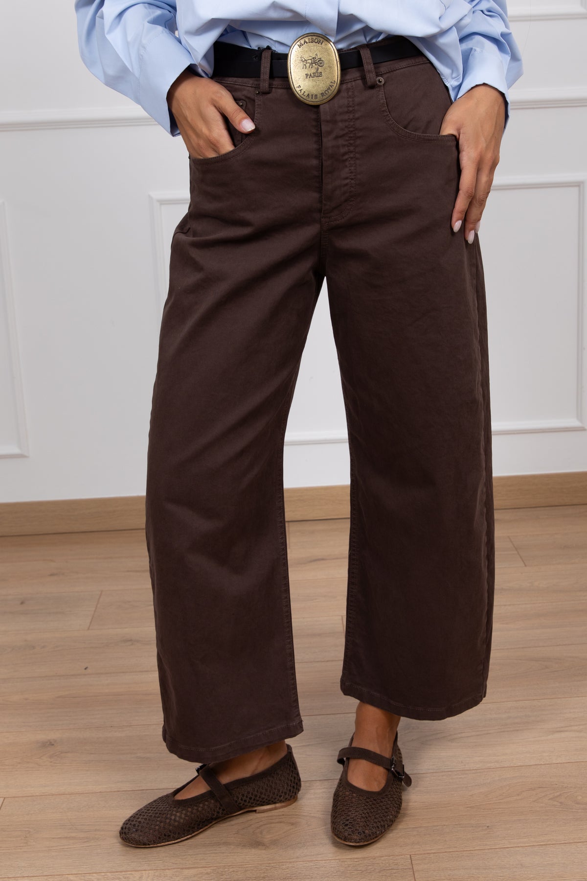 Pantalone 5 tasche con cintura placca variante moro Tensione IN