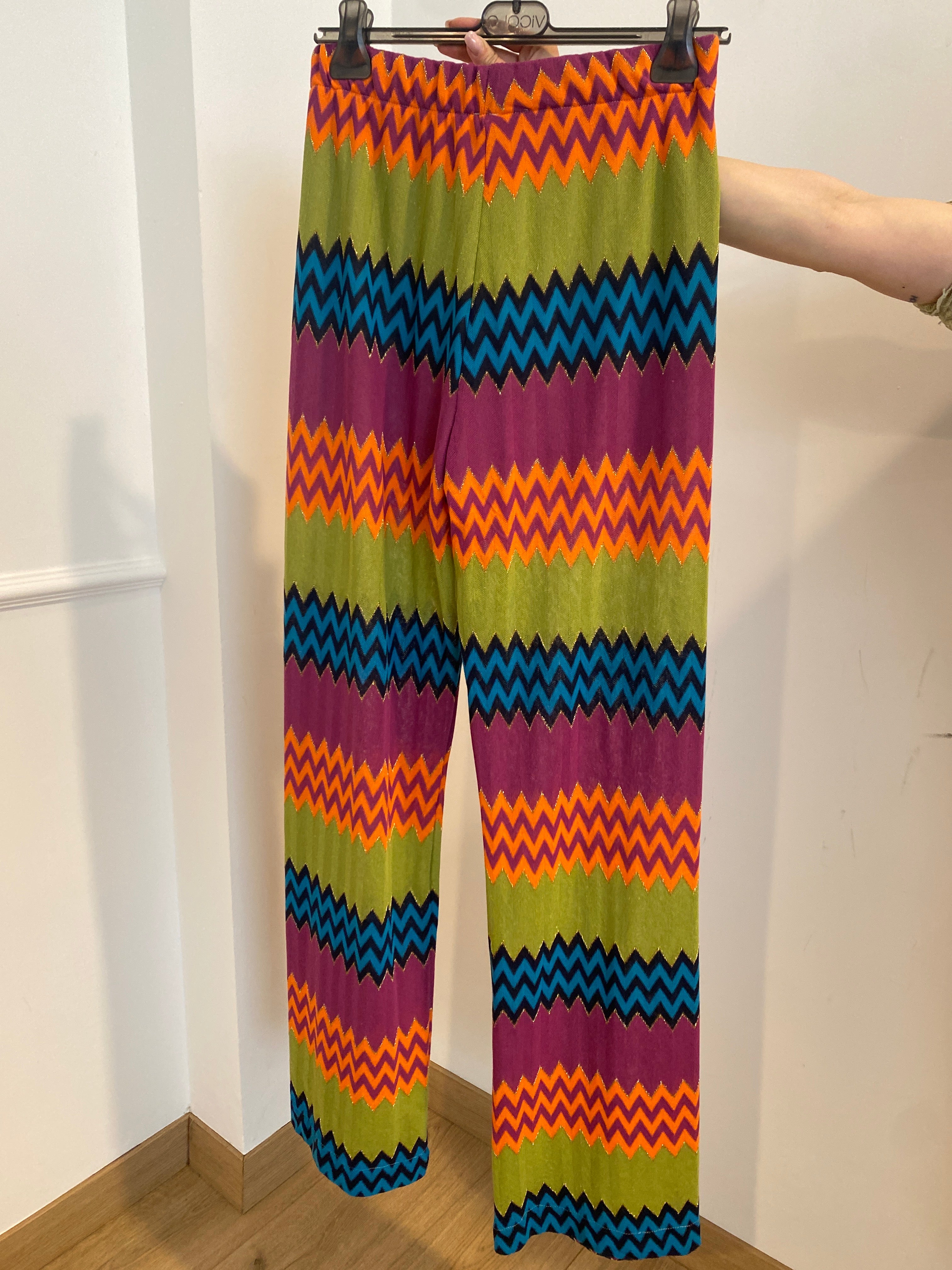 Pantalone macro zig-zag multicolor con filo lurex ViCOLO