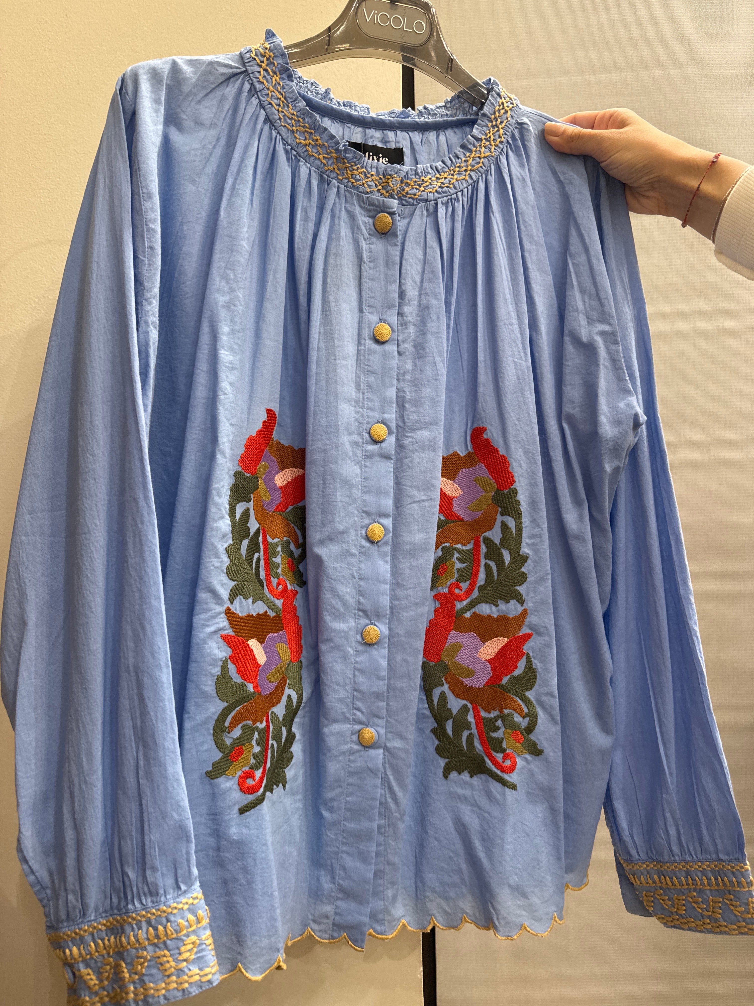 Camicia in cotone con ricamo floreale Dixie
