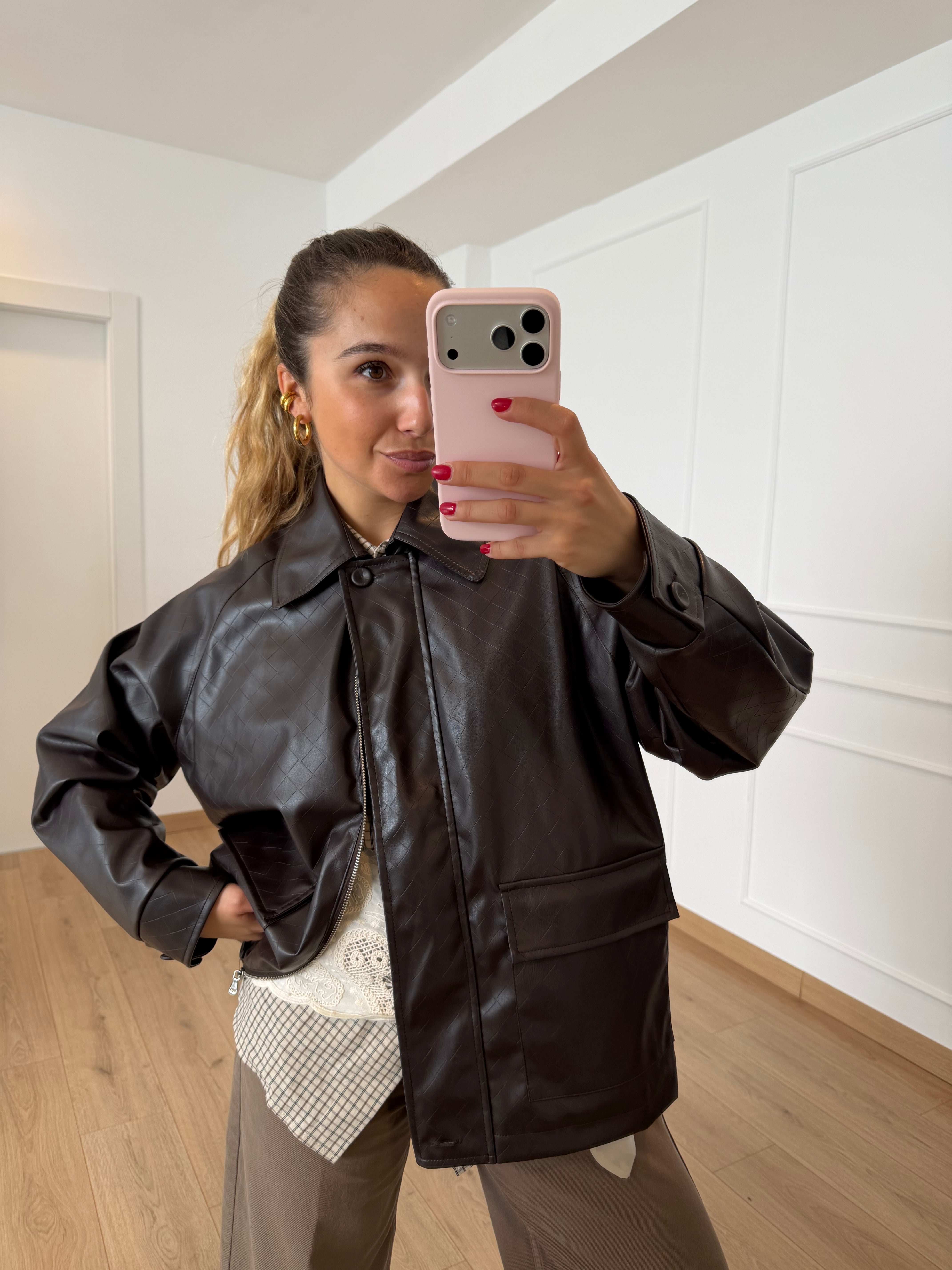 Field jacket in eco-pelle intrecciata ViCOLO