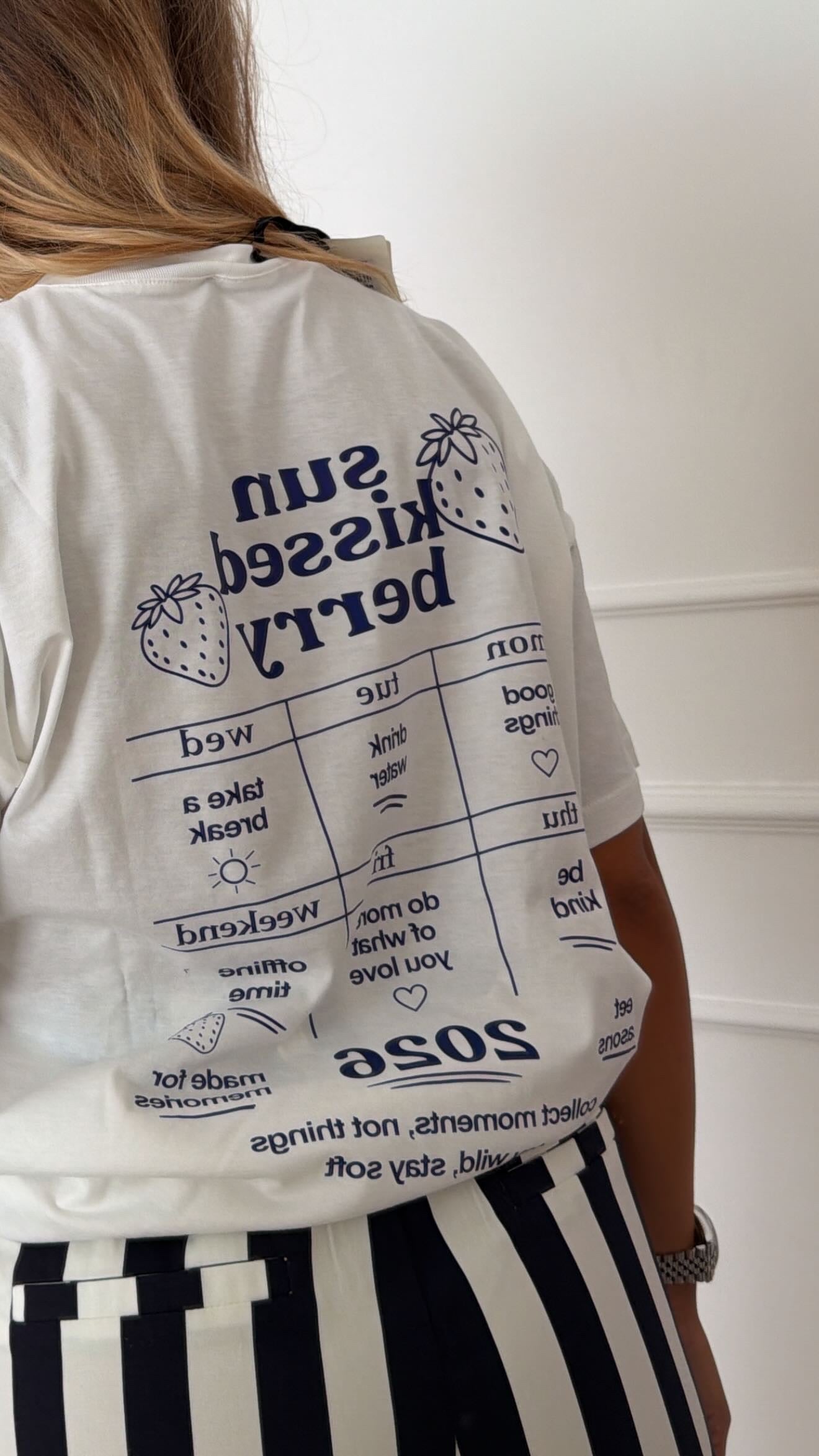 T-shirt over-size stampa sul retro "Sun kissed berry" Vicolo
