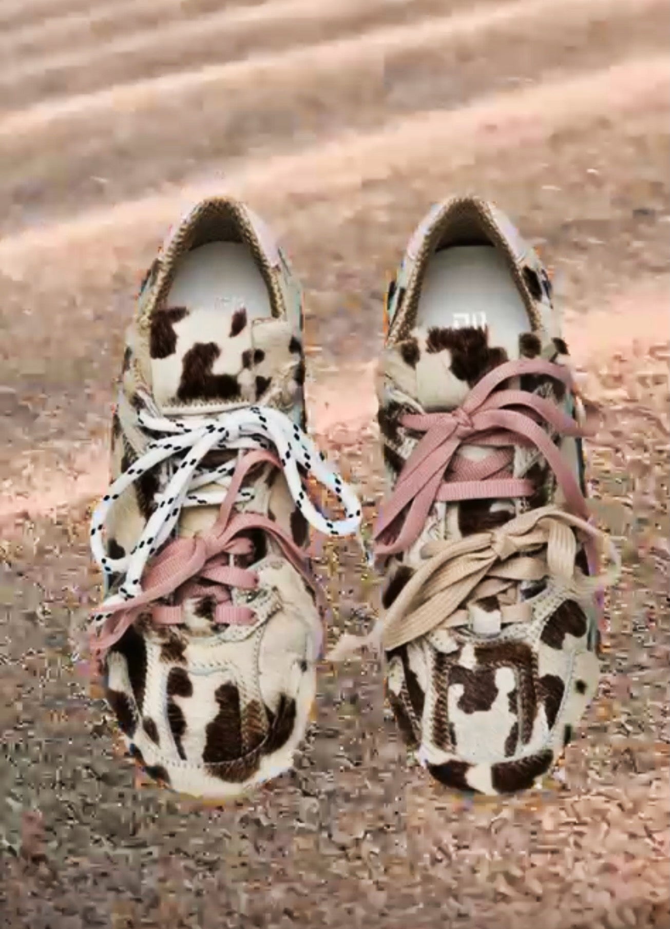 Sneakers stampa Cow con lacci bi-color Divine Follie