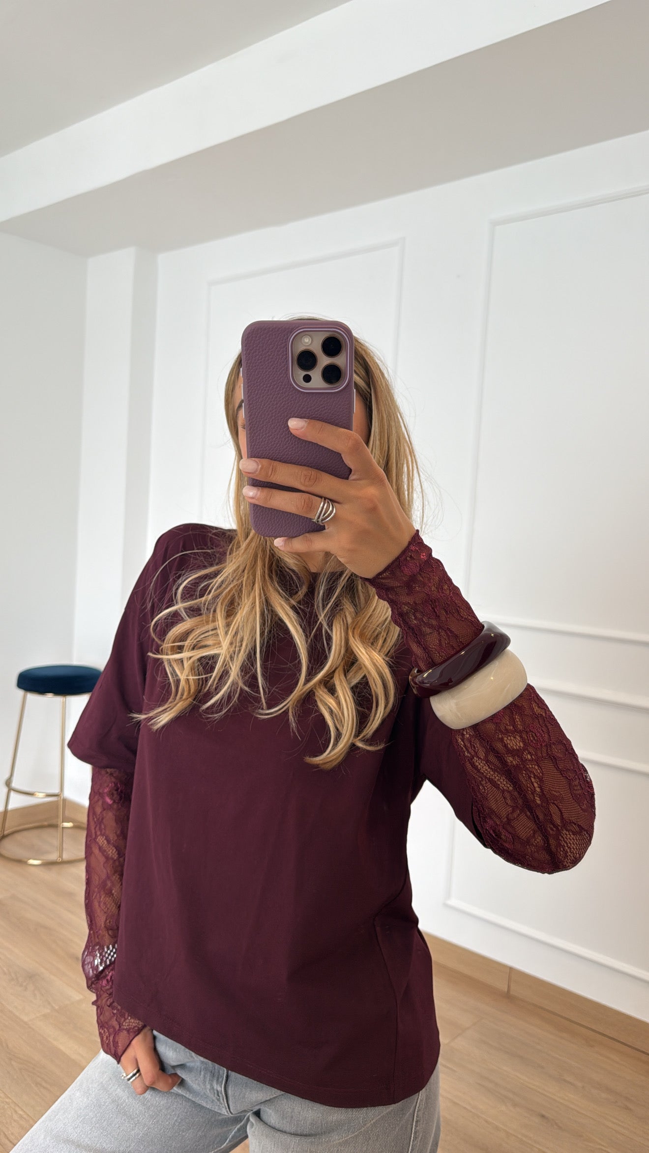 T-shirt con manica in pizzo Susy Mix