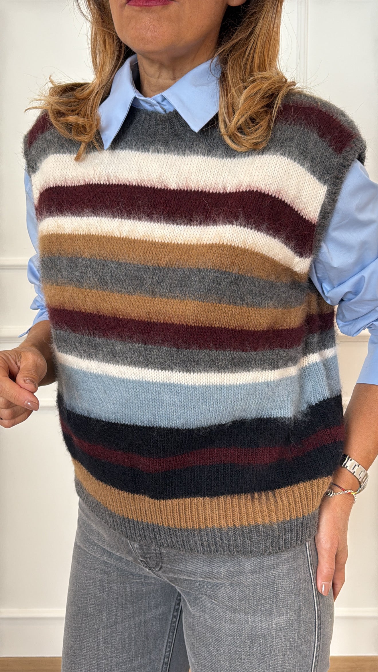 Gilet a righe con spallina imbottita Vicolo