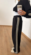 Pantalone felpa con elastico e bande laterali variante nero ViCOLO