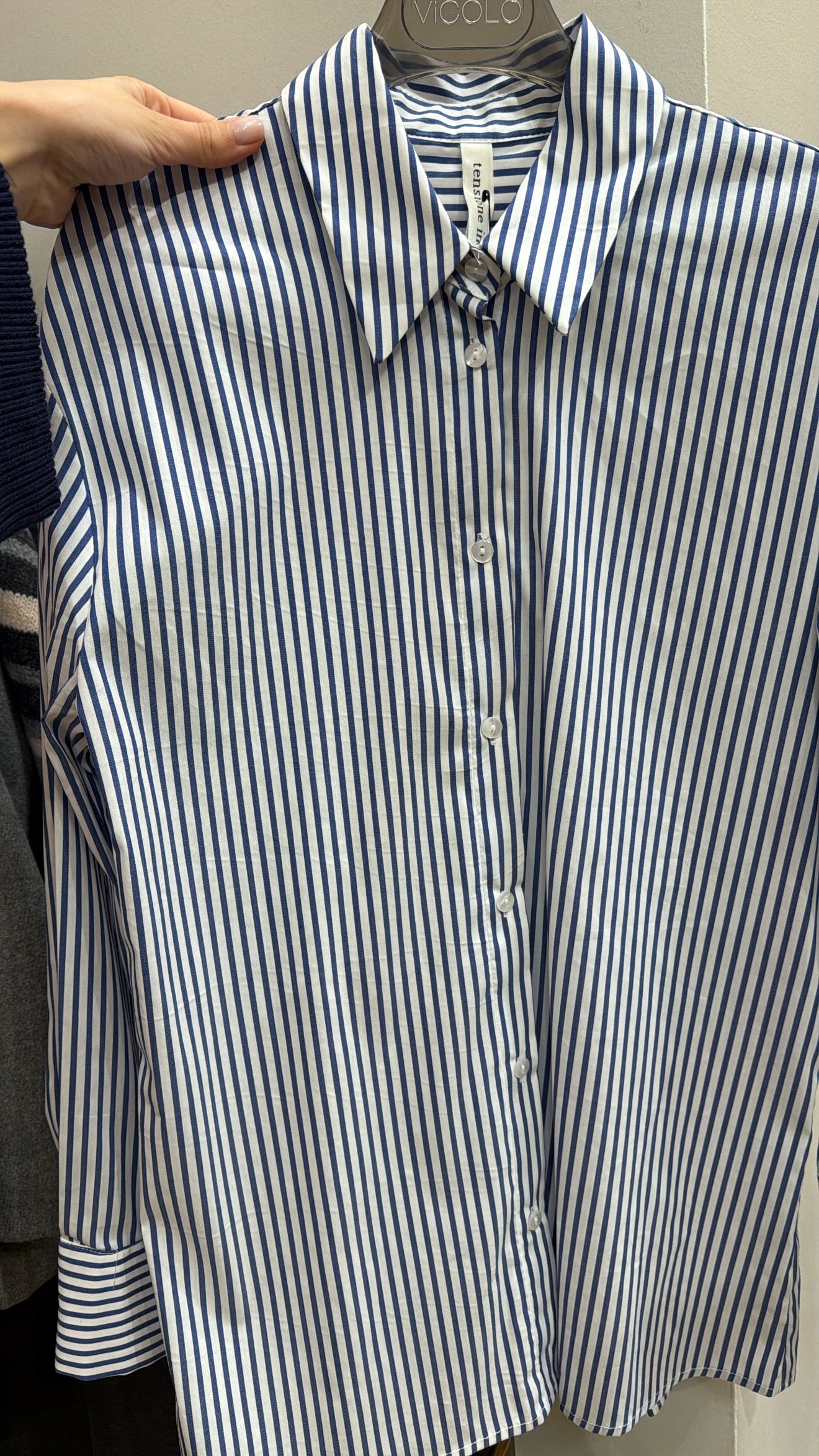 Camicia bacchettata azzurra Tensione IN NEW COLLECTION