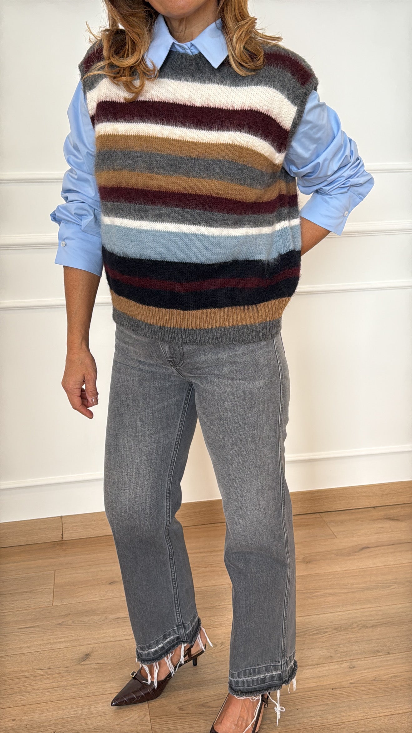 Gilet a righe con spallina imbottita Vicolo