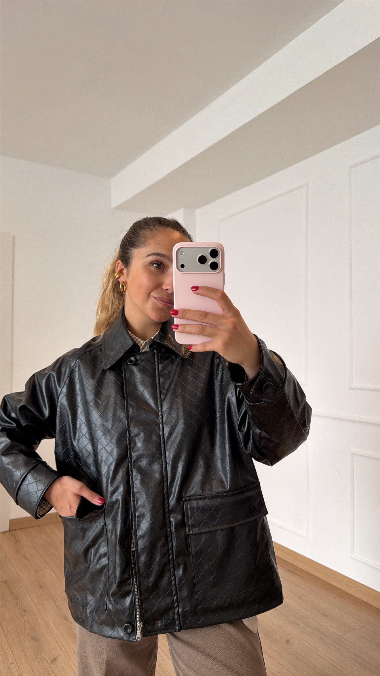 Field jacket in eco-pelle intrecciata ViCOLO